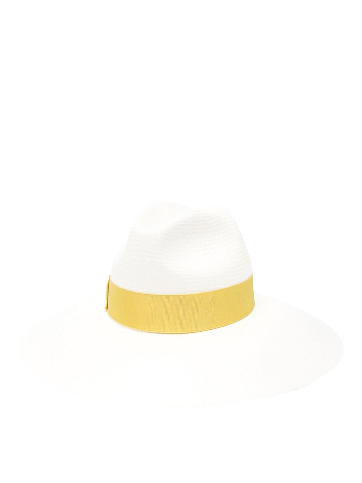 Shop Borsalino Sophie Straw Panama Hat In Amarillo