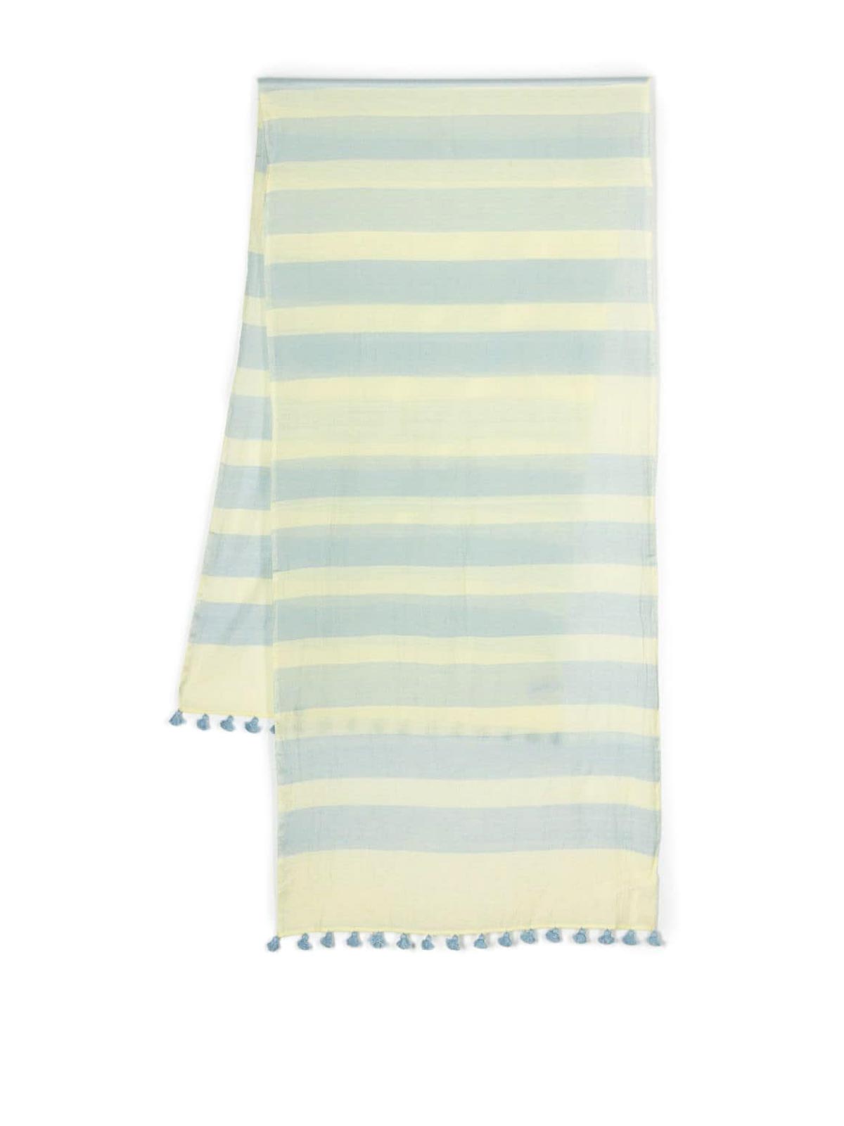 Paul Smith Pom Pom Cotton And Silk Blend Scarf In Yellow