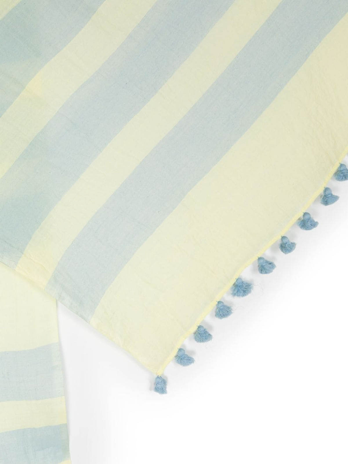 Shop Paul Smith Pom Pom Cotton And Silk Blend Scarf In Yellow