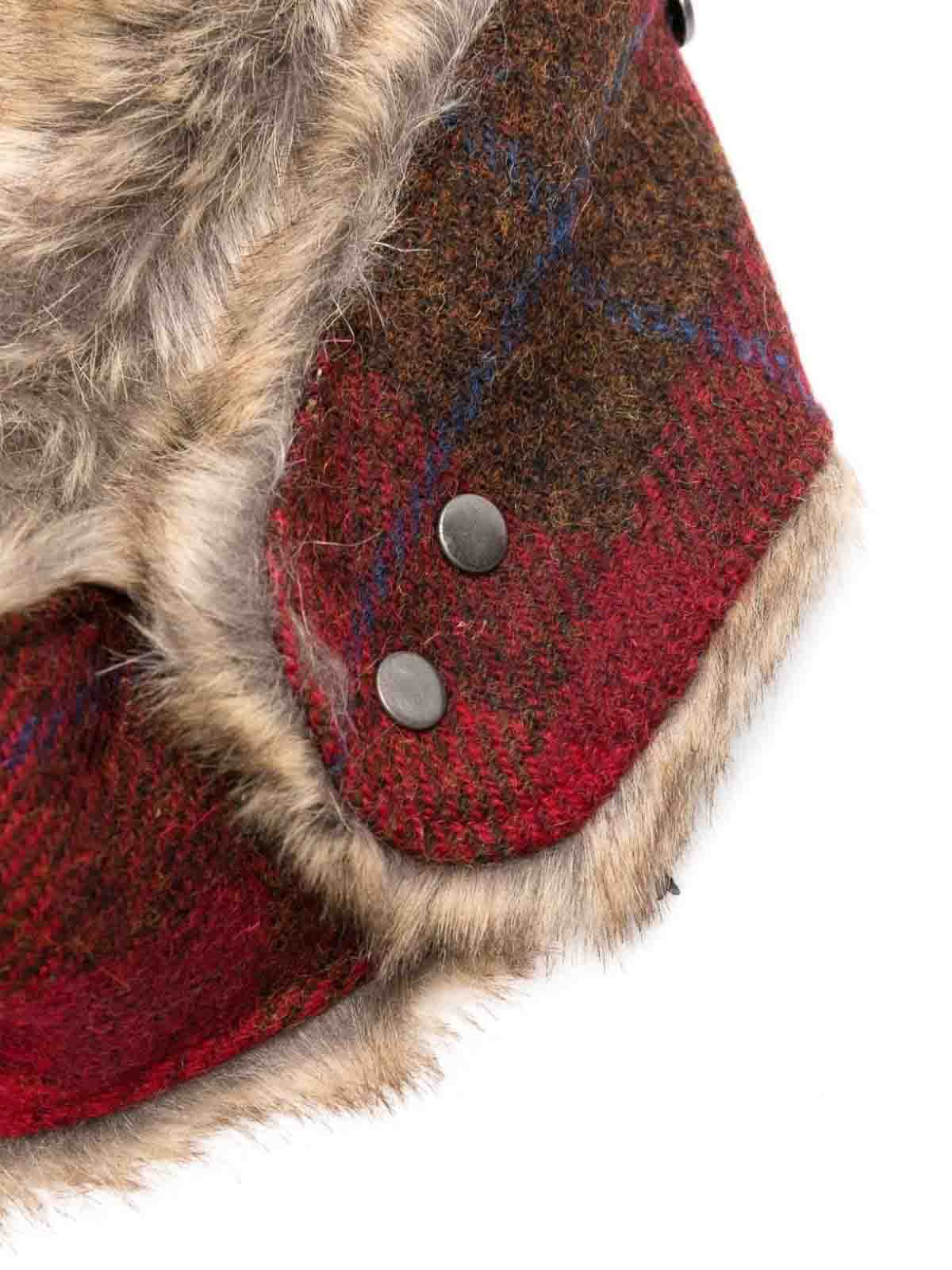 Shop New Era Trapper  Harris Tweed Check Hat In Red
