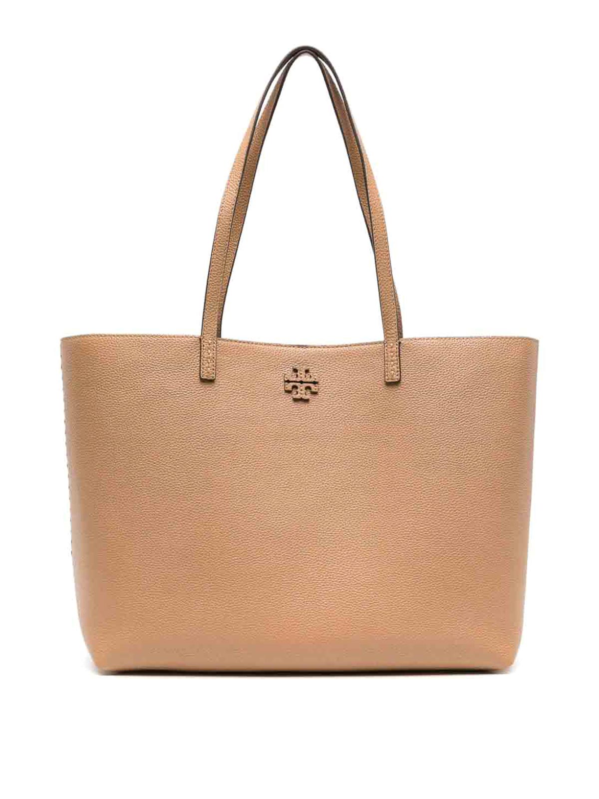 Tory Burch Mcgraw Leather Tote Bag - Beige|152221MCGRAW227