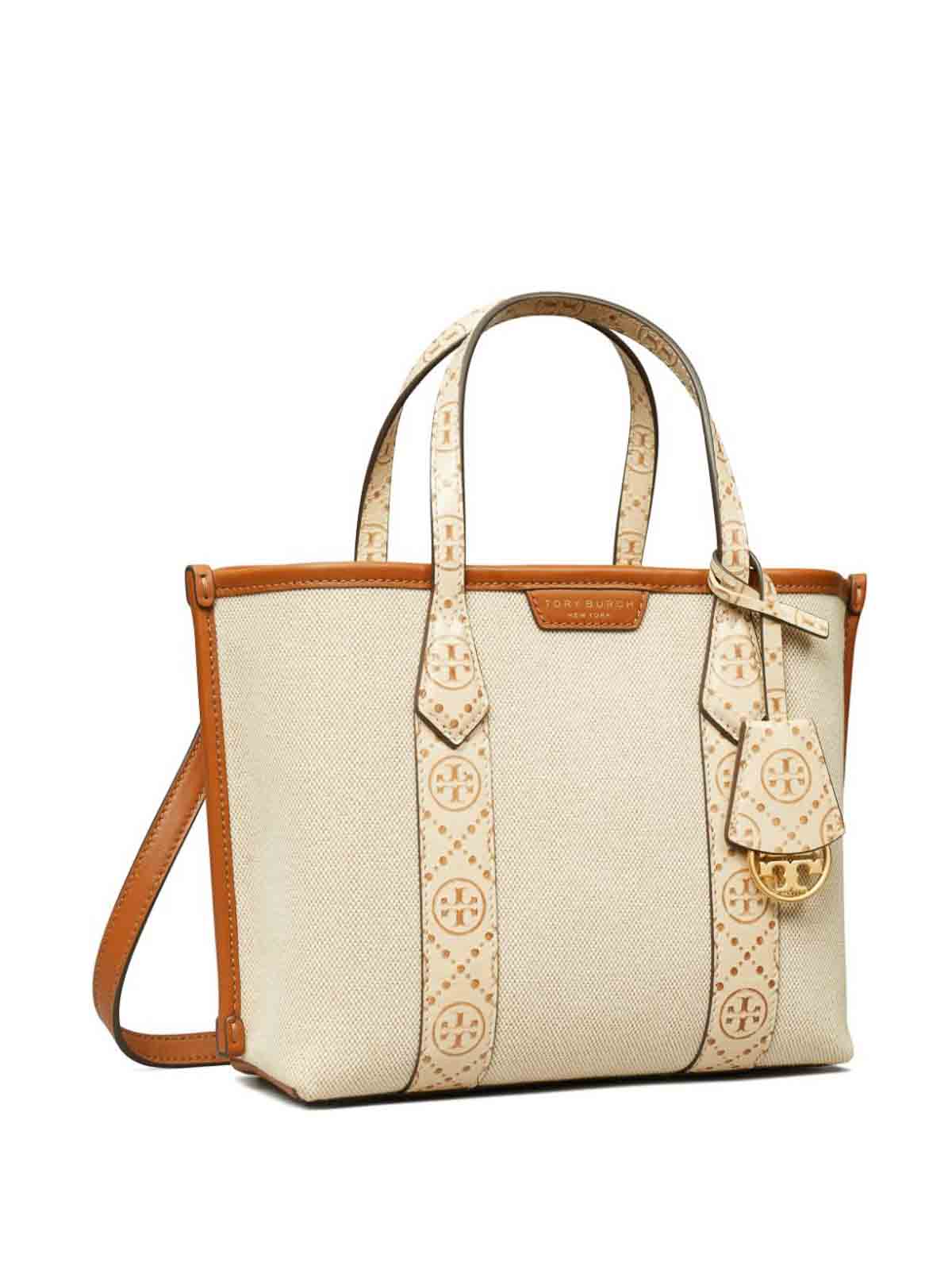 Shop Tory Burch Perry Small Canvas Tote Bag In Beis