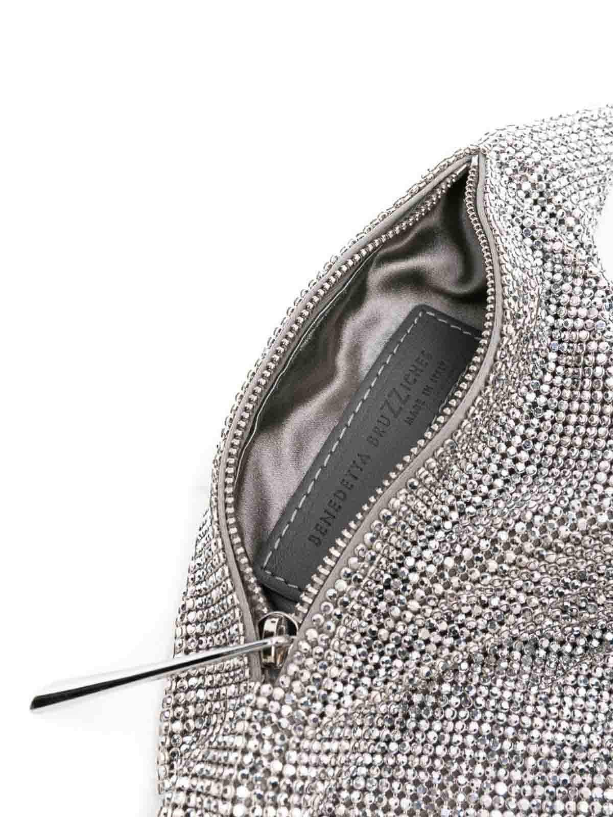 Shop Benedetta Bruzziches Ursolina Crystal-embellished Clutch Bag In Plata
