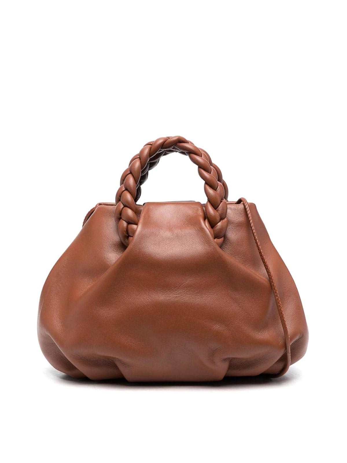 Shop Hereu Bombon Plaited-handle Leather Handbag In Marrón