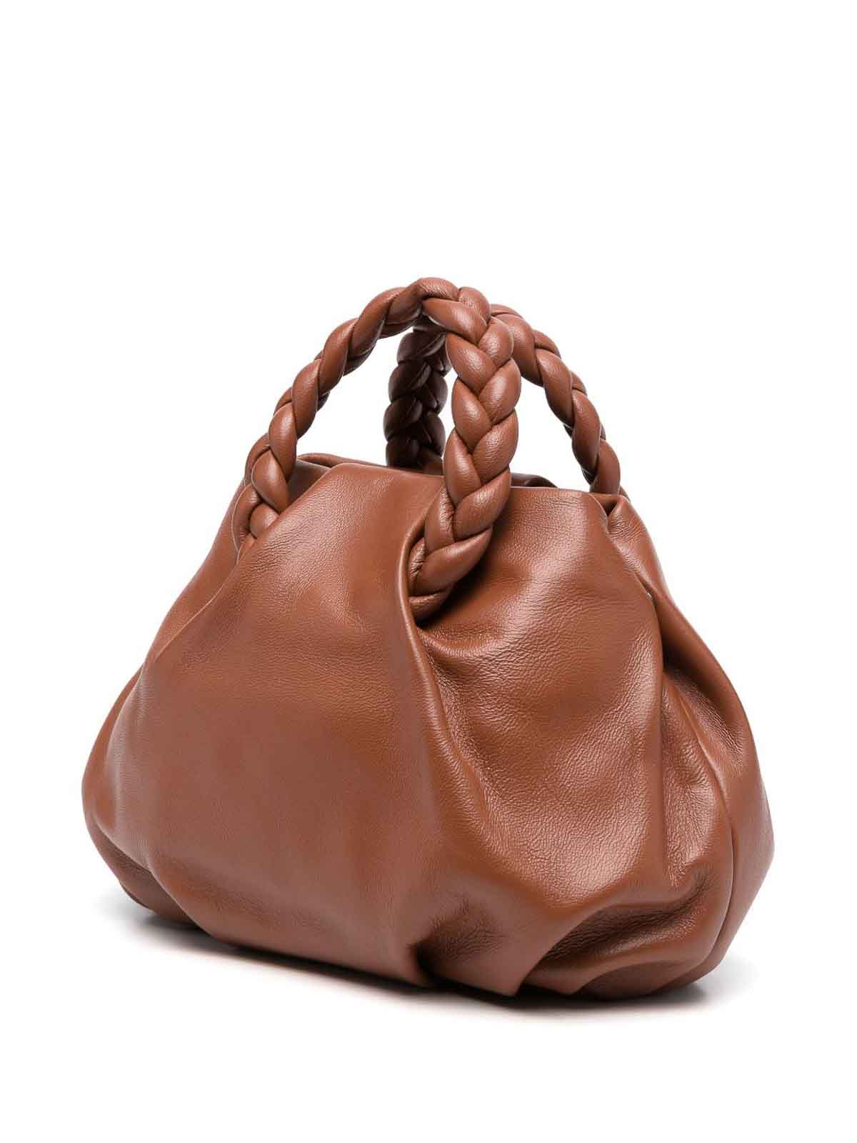 Shop Hereu Bombon Plaited-handle Leather Handbag In Marrón