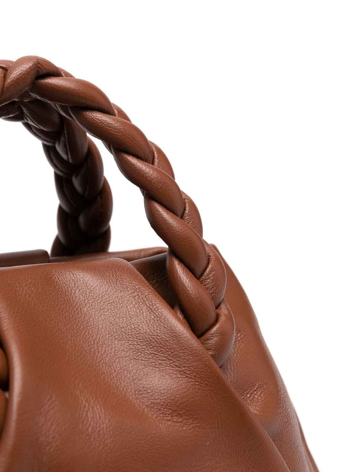 Shop Hereu Bombon Plaited-handle Leather Handbag In Marrón