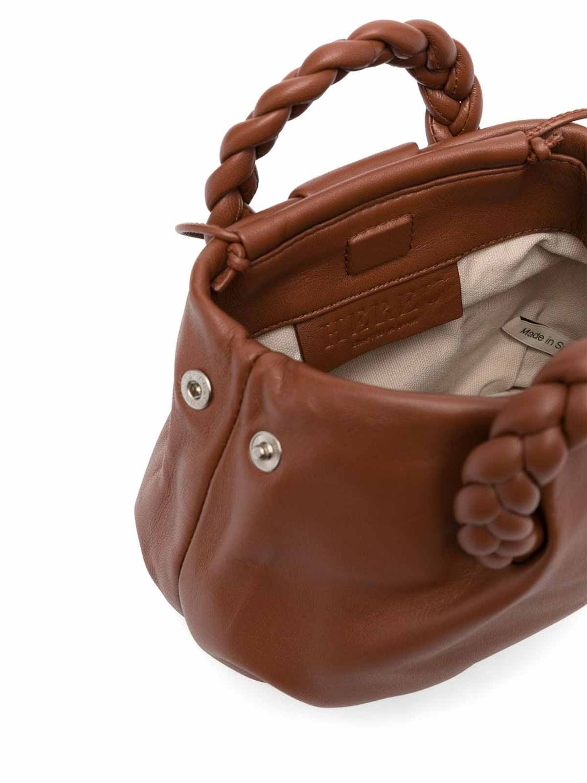 Shop Hereu Bombon Plaited-handle Leather Handbag In Marrón