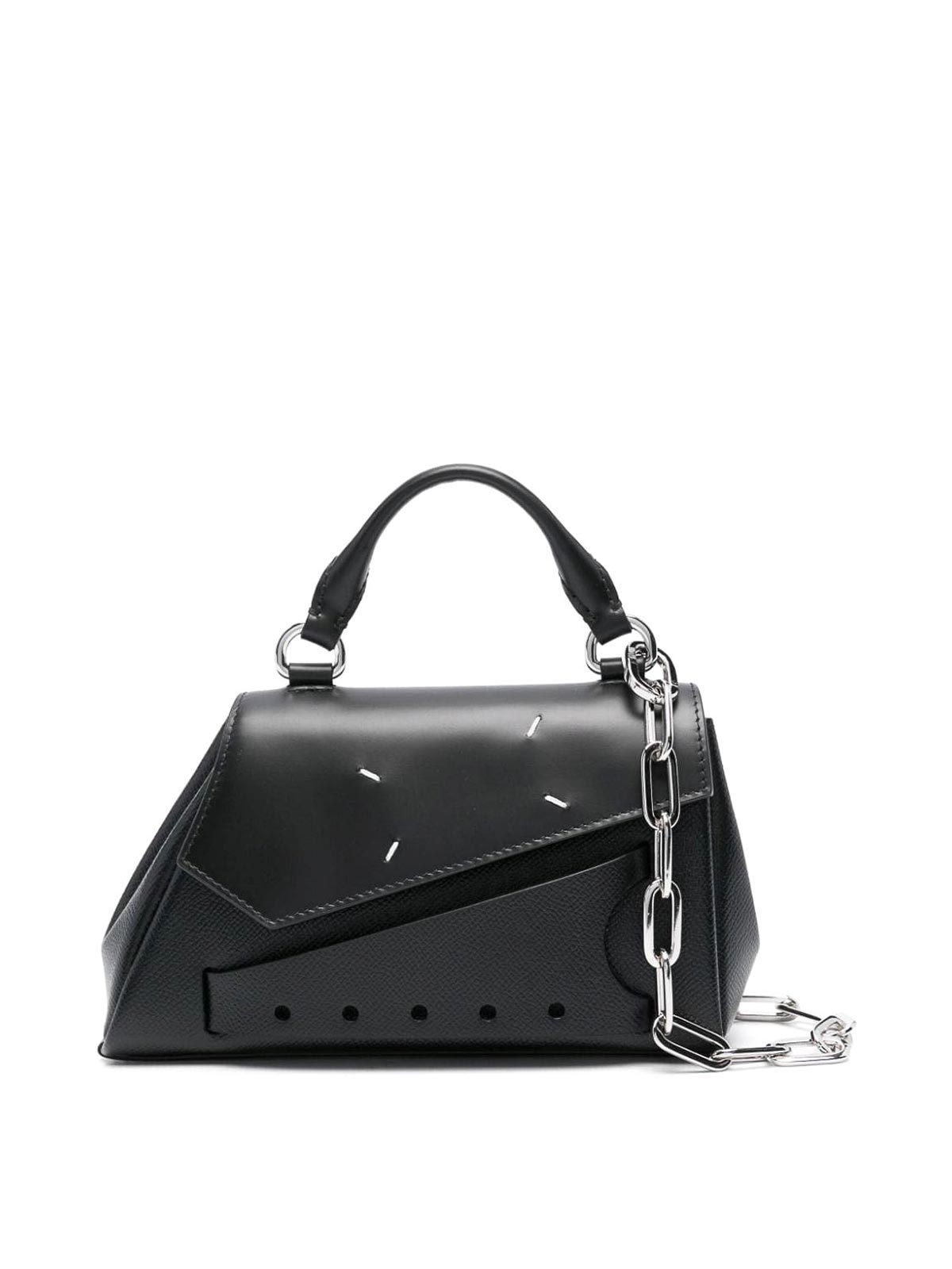 Maison Margiela Snatched Asymmetric Micro Leather Handbag In Black