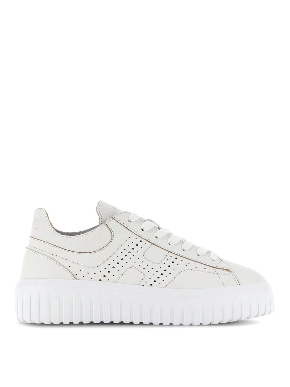 Hogan H-stripes Leather Trainers In Blanco