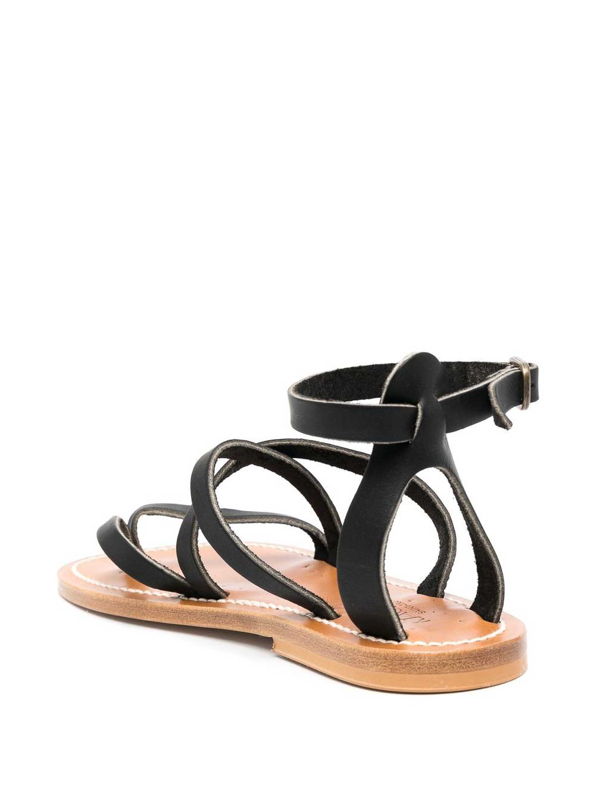 Shop Kjacques Epicure Leather Flat Sandals In Negro