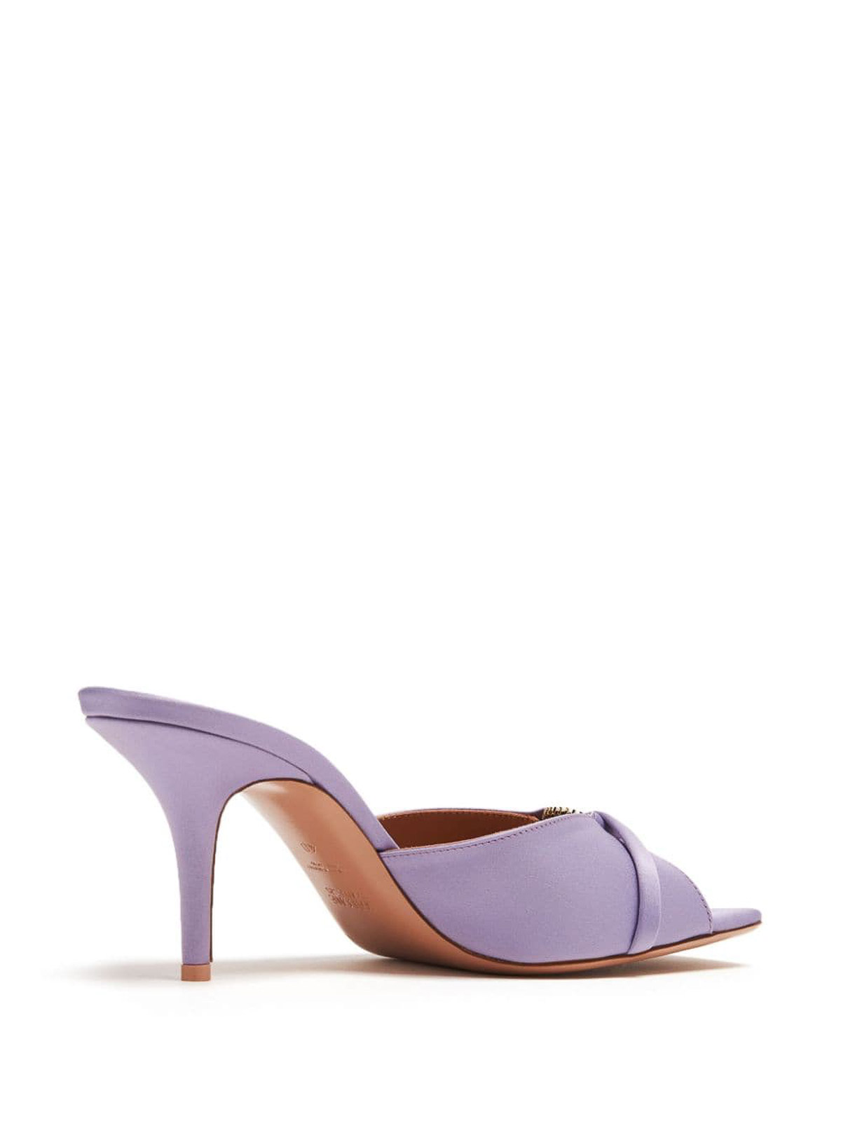 Shop Malone Souliers Patricia 70 Satin Heel Mules In Metálico