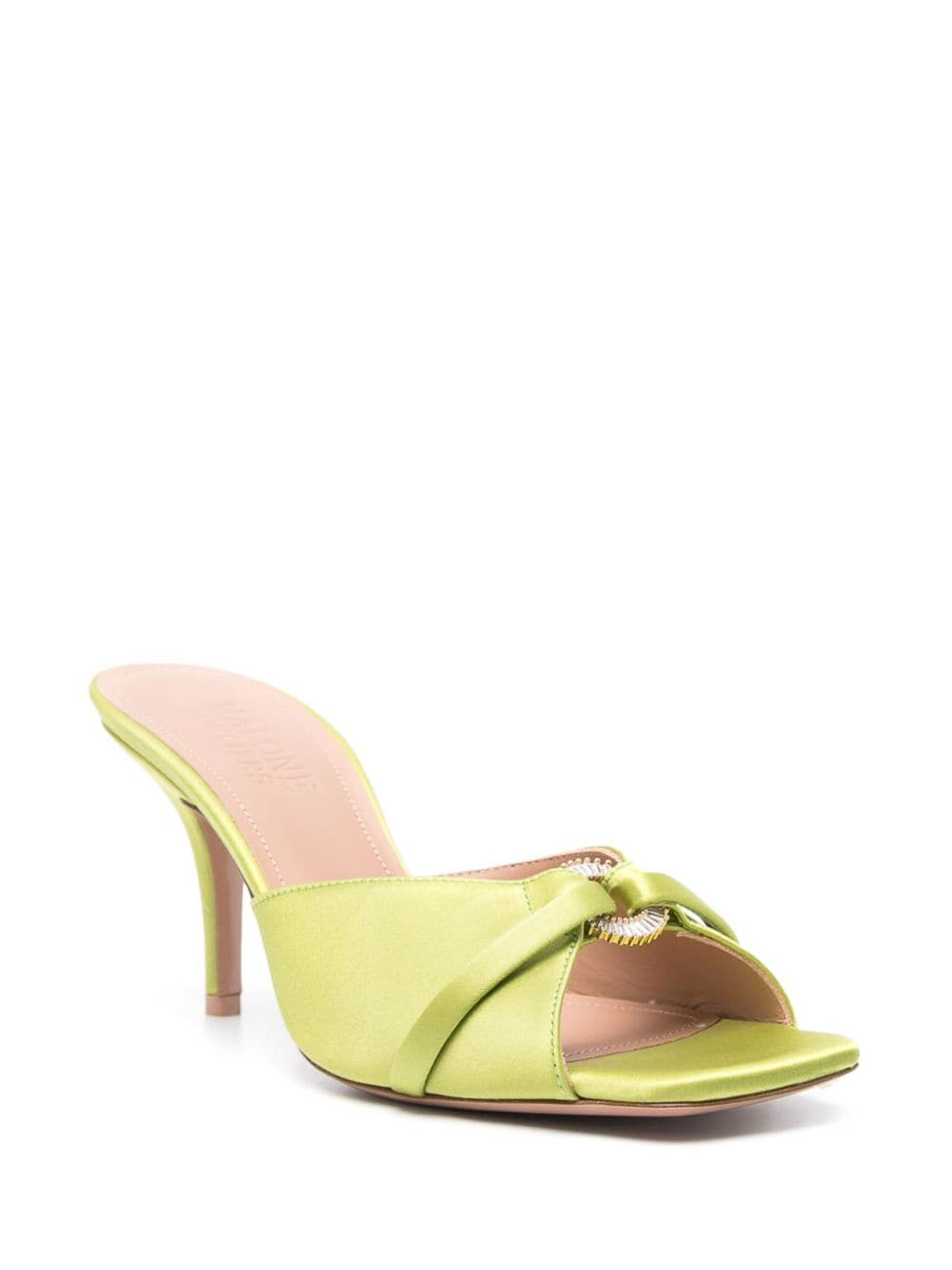 Shop Malone Souliers Patricia 70 Satin Heel Mules In Verde