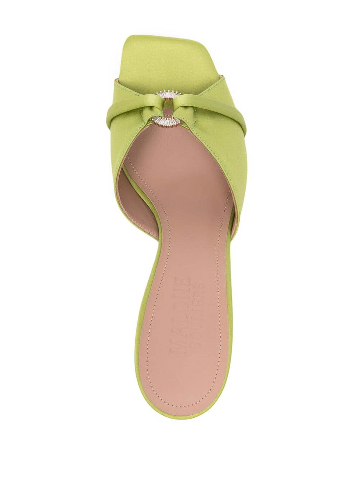 Shop Malone Souliers Patricia 70 Satin Heel Mules In Verde