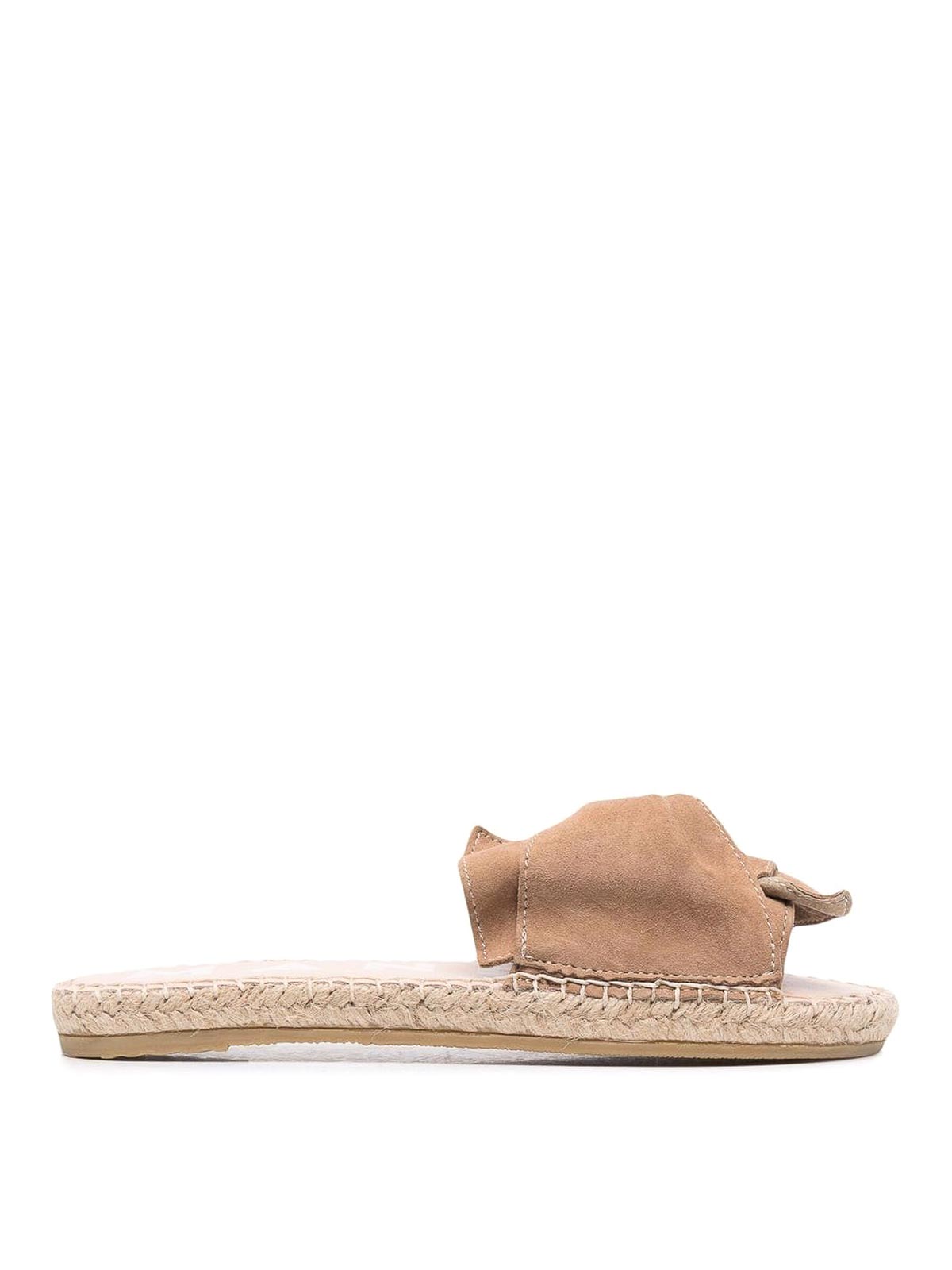 Shop Manebi Hamptons Knot-detail Suede Sandals In Grey