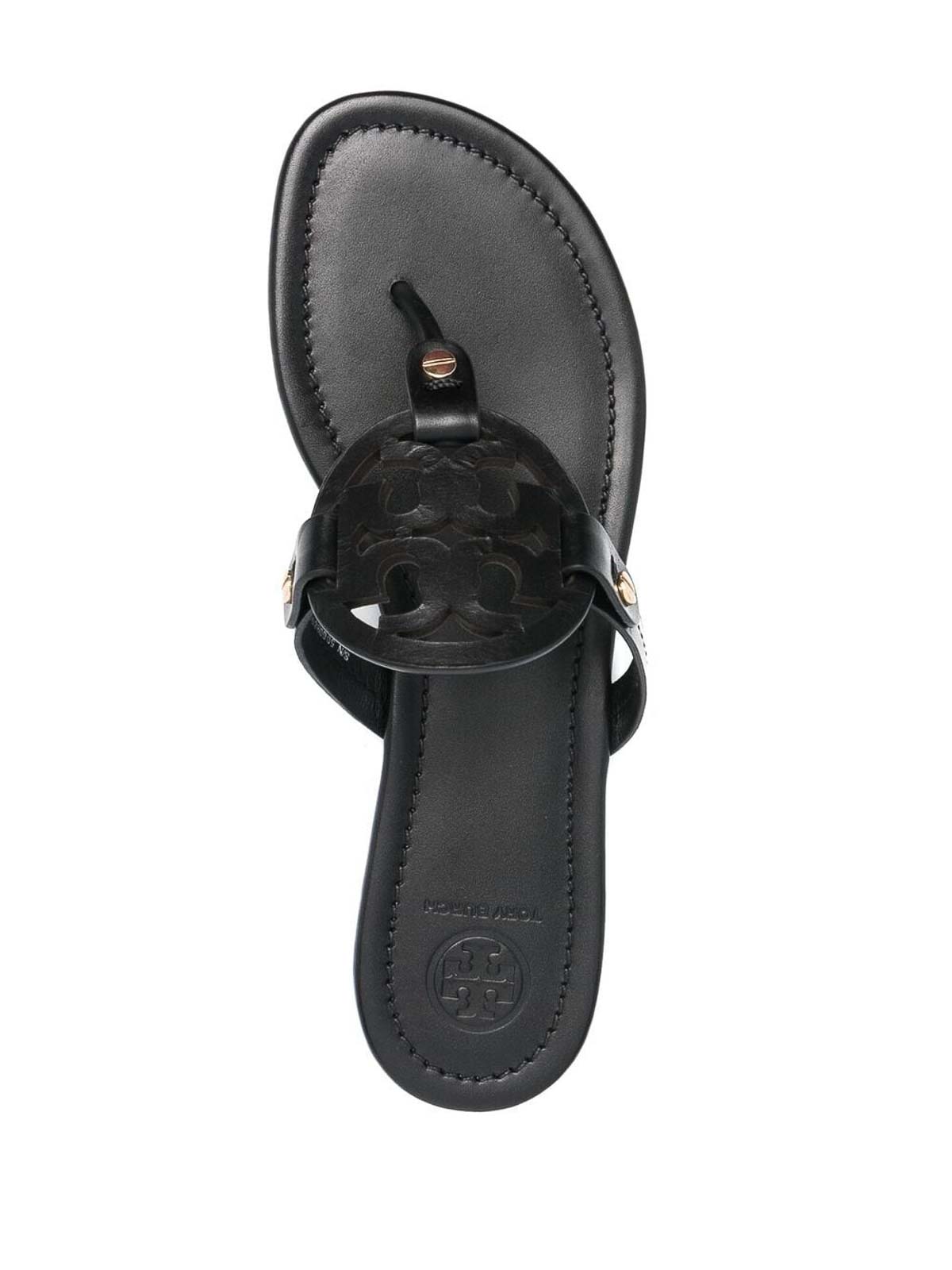 Shop Tory Burch Miller Leather Sandals In Negro