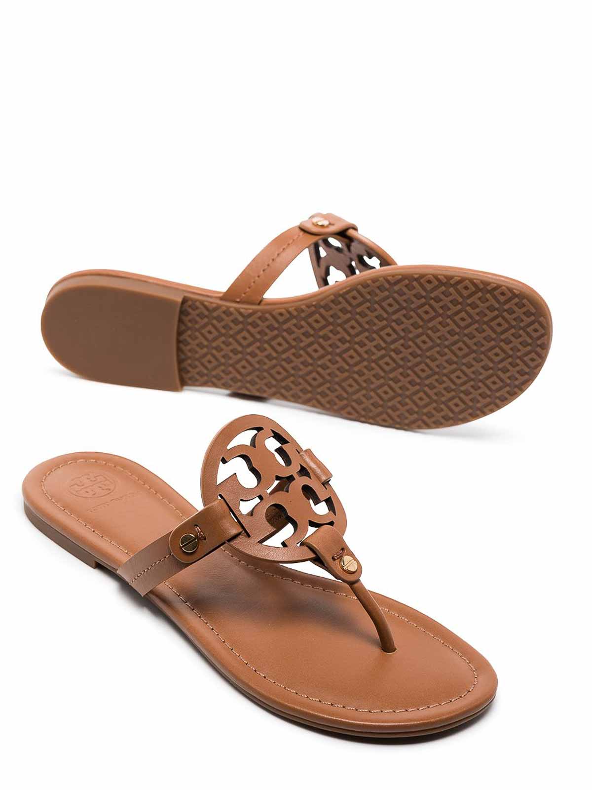 Shop Tory Burch Miller Leather Sandals In Marrón
