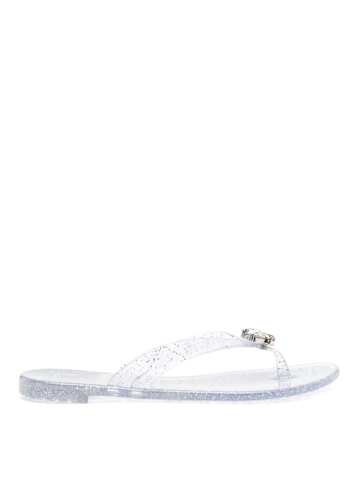 Shop Casadei Jelly Thong Sandals In Silver
