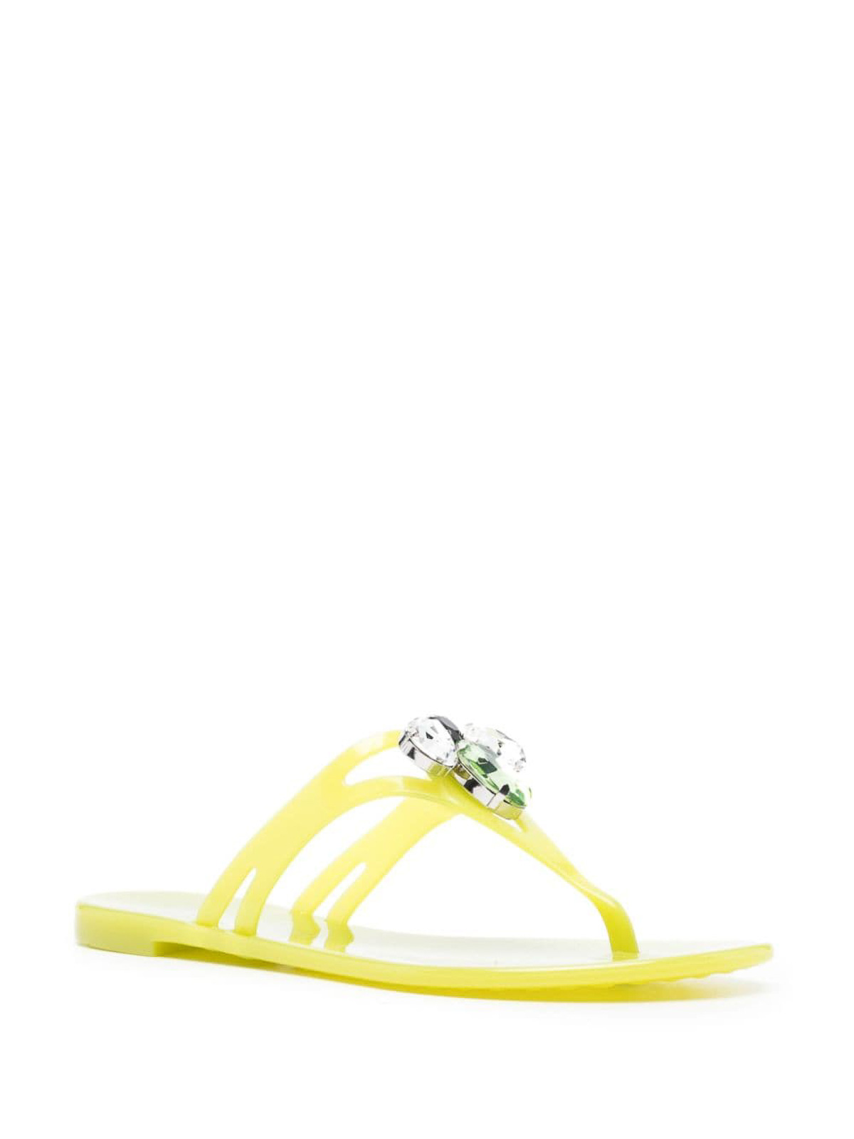 Shop Casadei Jelly Thong Sandals In Amarillo