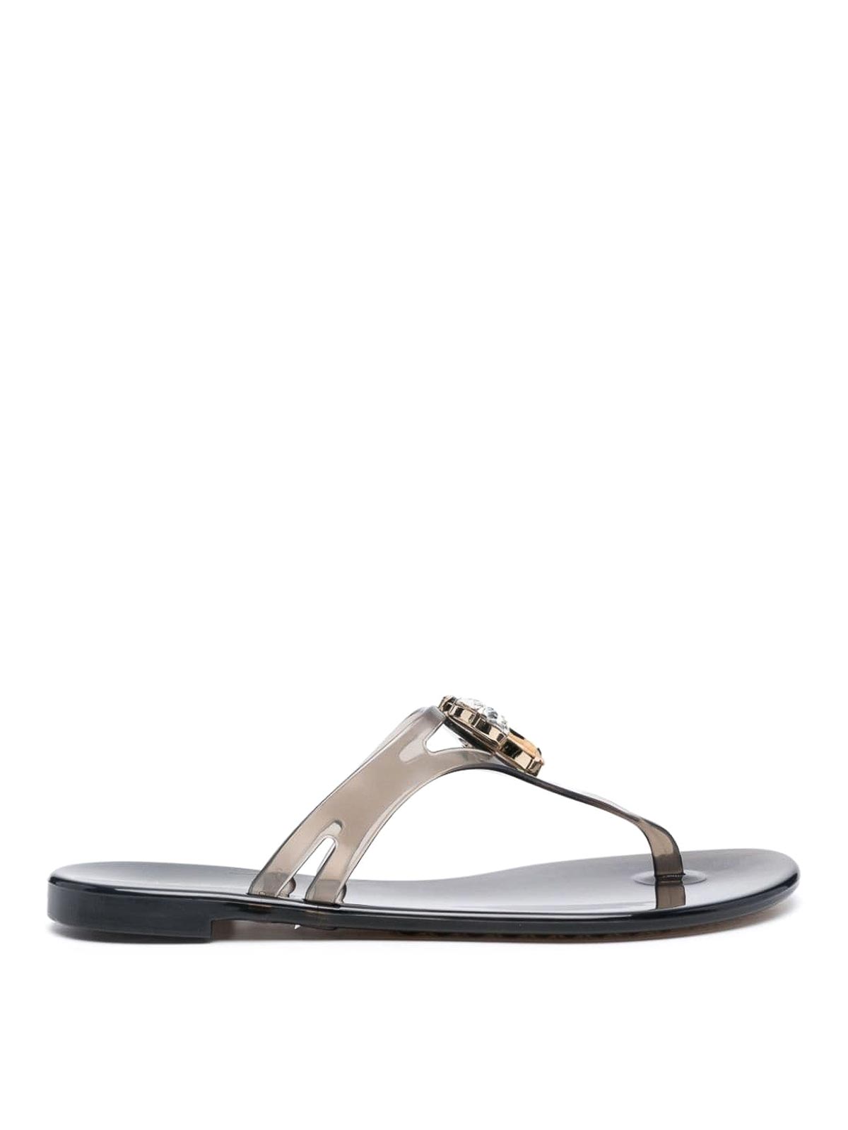 Shop Casadei Jelly Thong Sandals In Negro