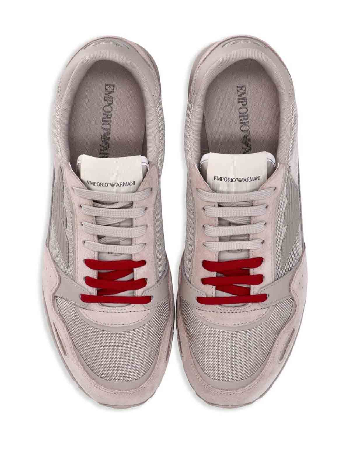 Shop Emporio Armani Logo Sneakers In Beis