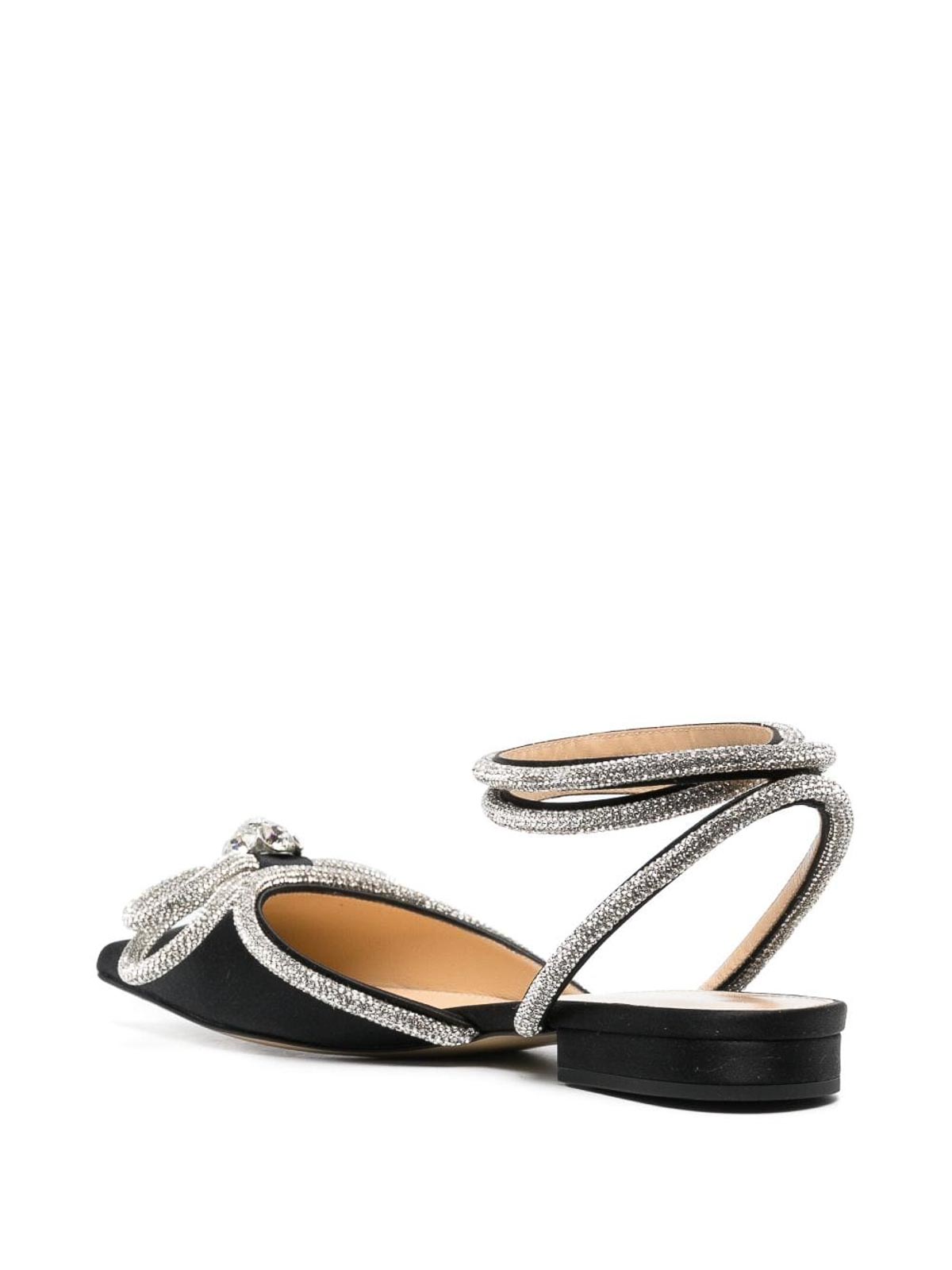 Shop Mach & Mach Double Bow Satin Slingback Ballet Flats In Negro