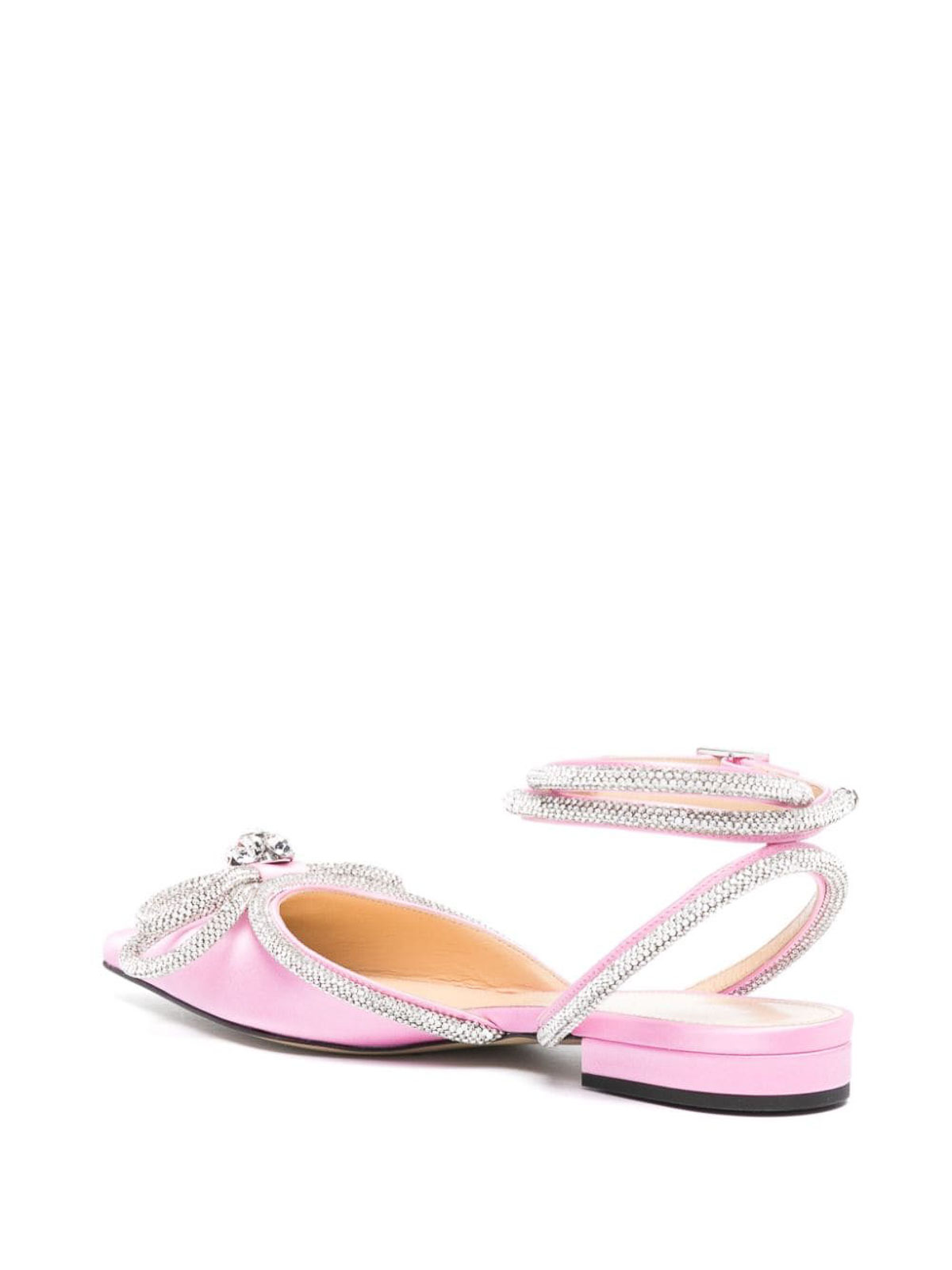 Shop Mach & Mach Double Bow Satin Slingback Ballet Flats In Color Carne Y Neutral