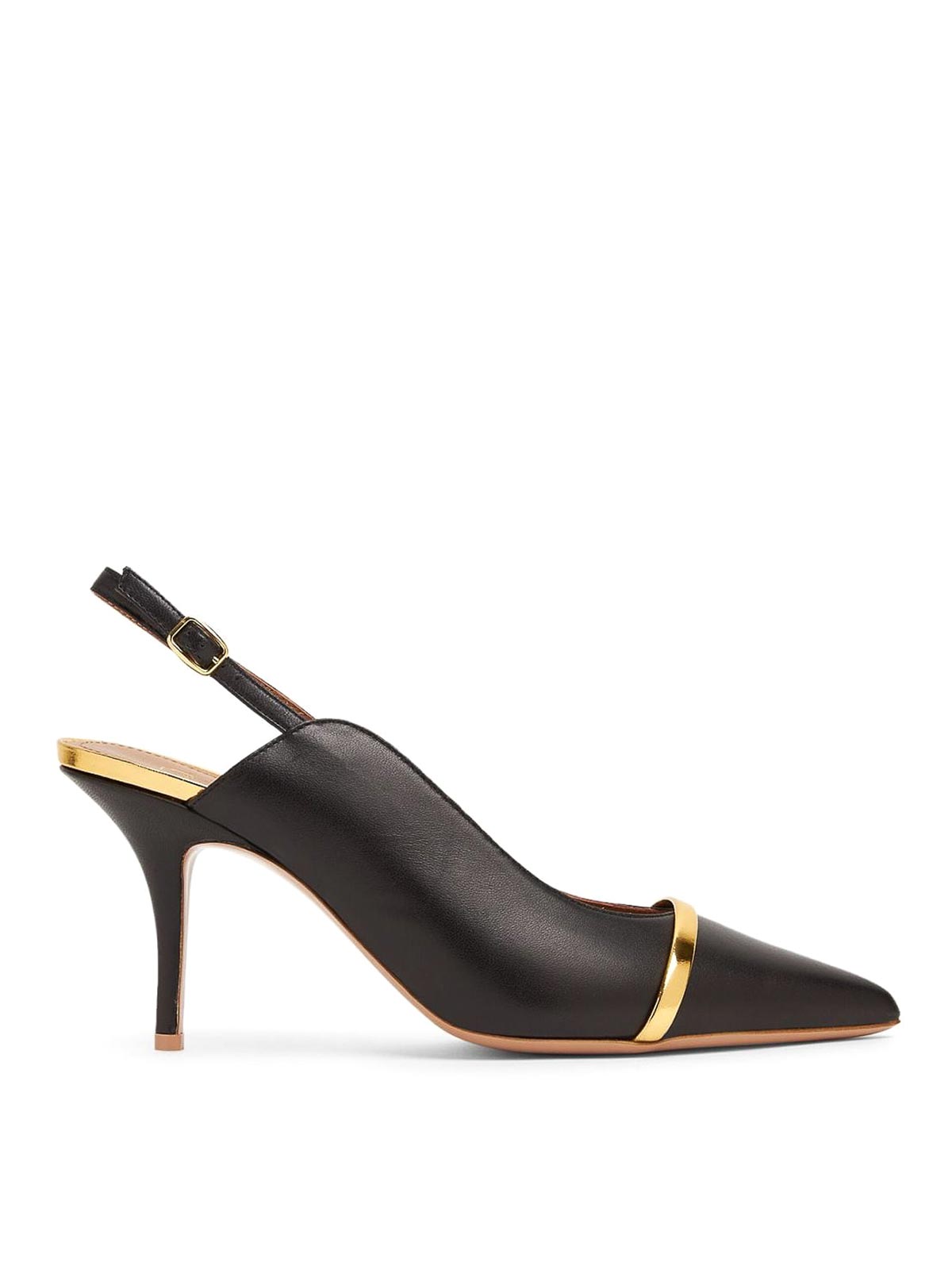 Malone Souliers Marion 70 Leather Slingback Pumps In Negro