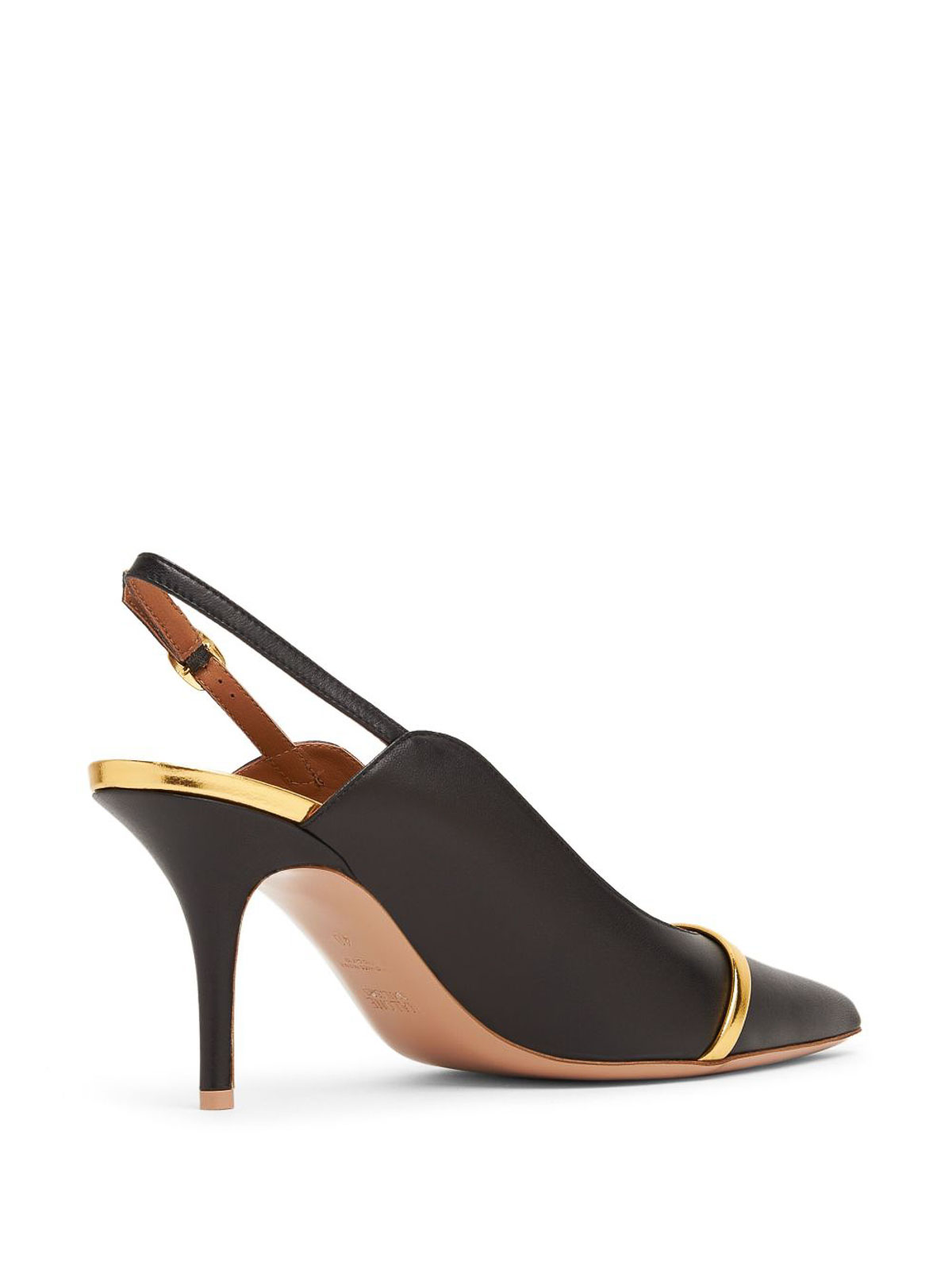 Shop Malone Souliers Marion 70 Leather Slingback Pumps In Negro