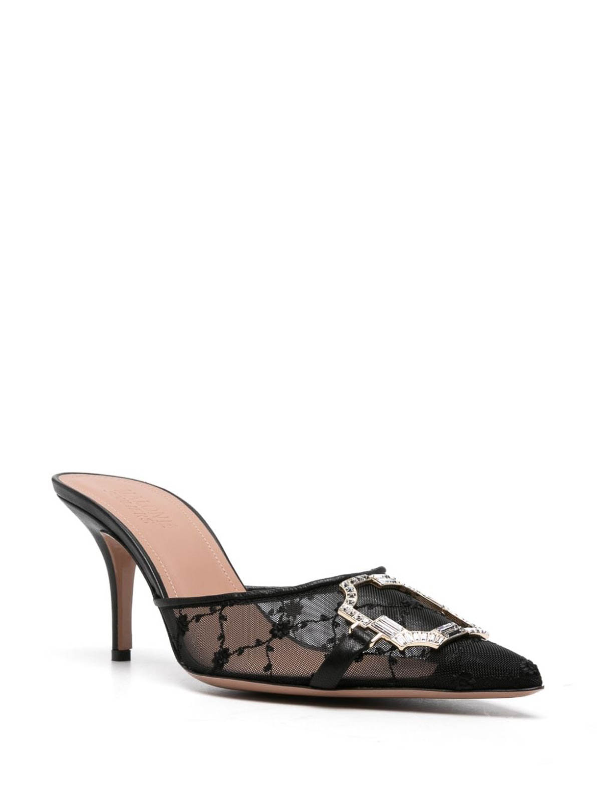 Shop Malone Souliers Missy 70 Mesh Stiletto Mules In Negro