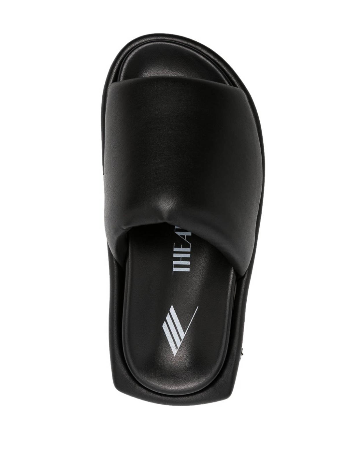 Shop Attico Mia Leather Flatform Sandals In Negro