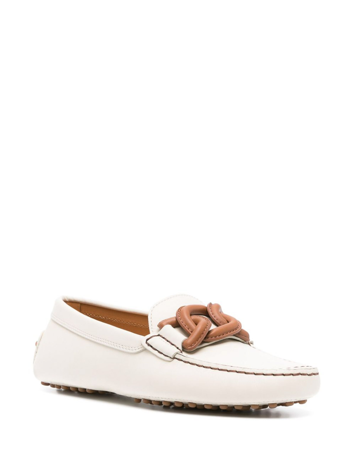 Shop Tod's Gommini Leather Driving Shoes In Blanco