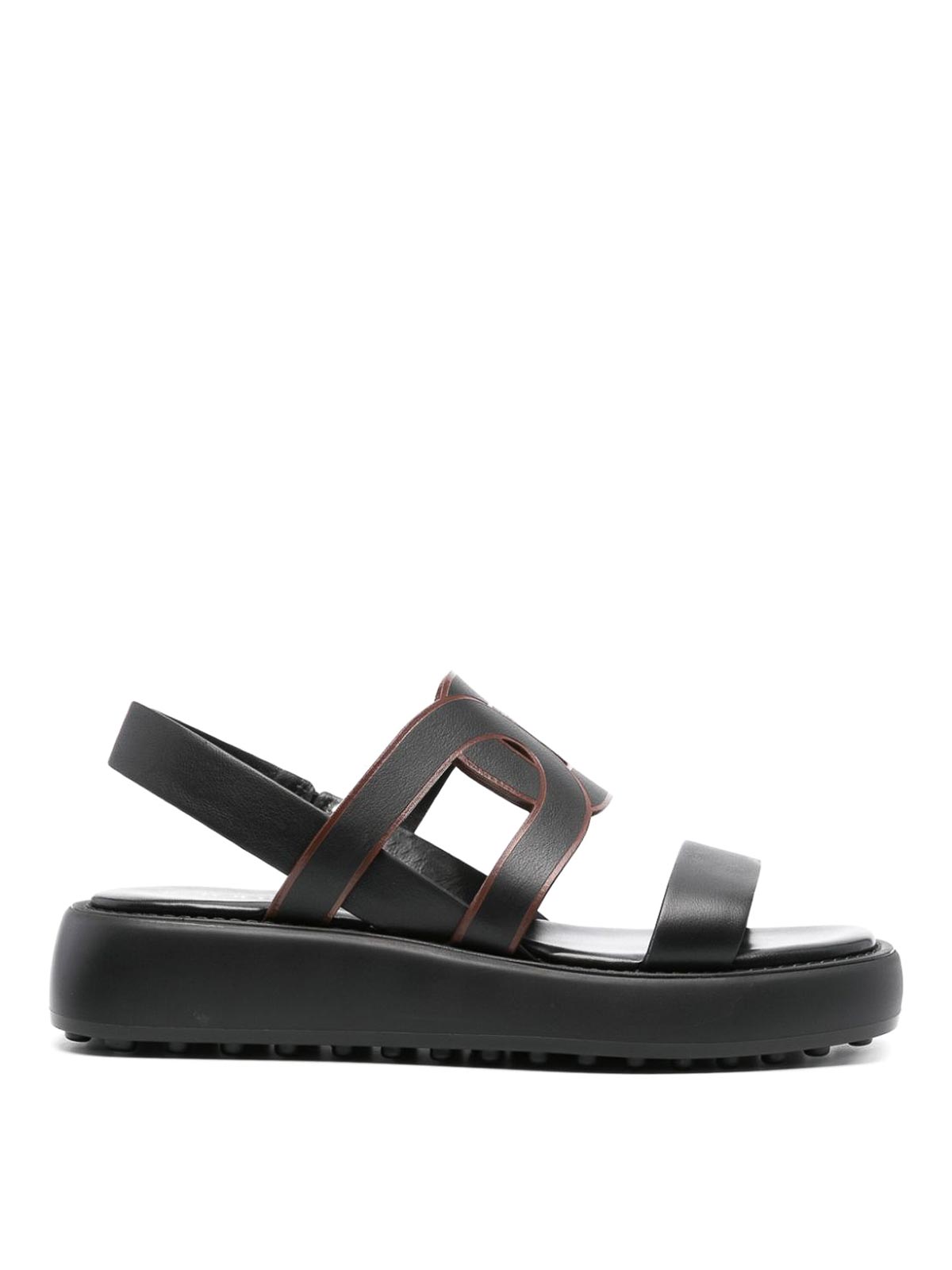 Shop Tod's Leather Platform Sandals In Negro