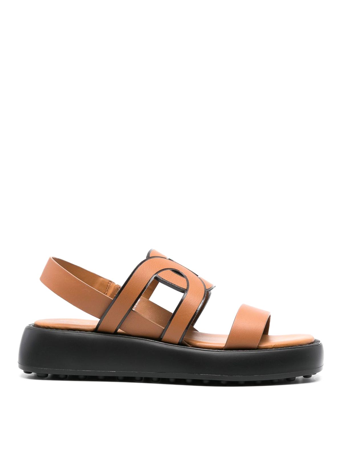 Tod's Leather Platform Sandals In Marrón