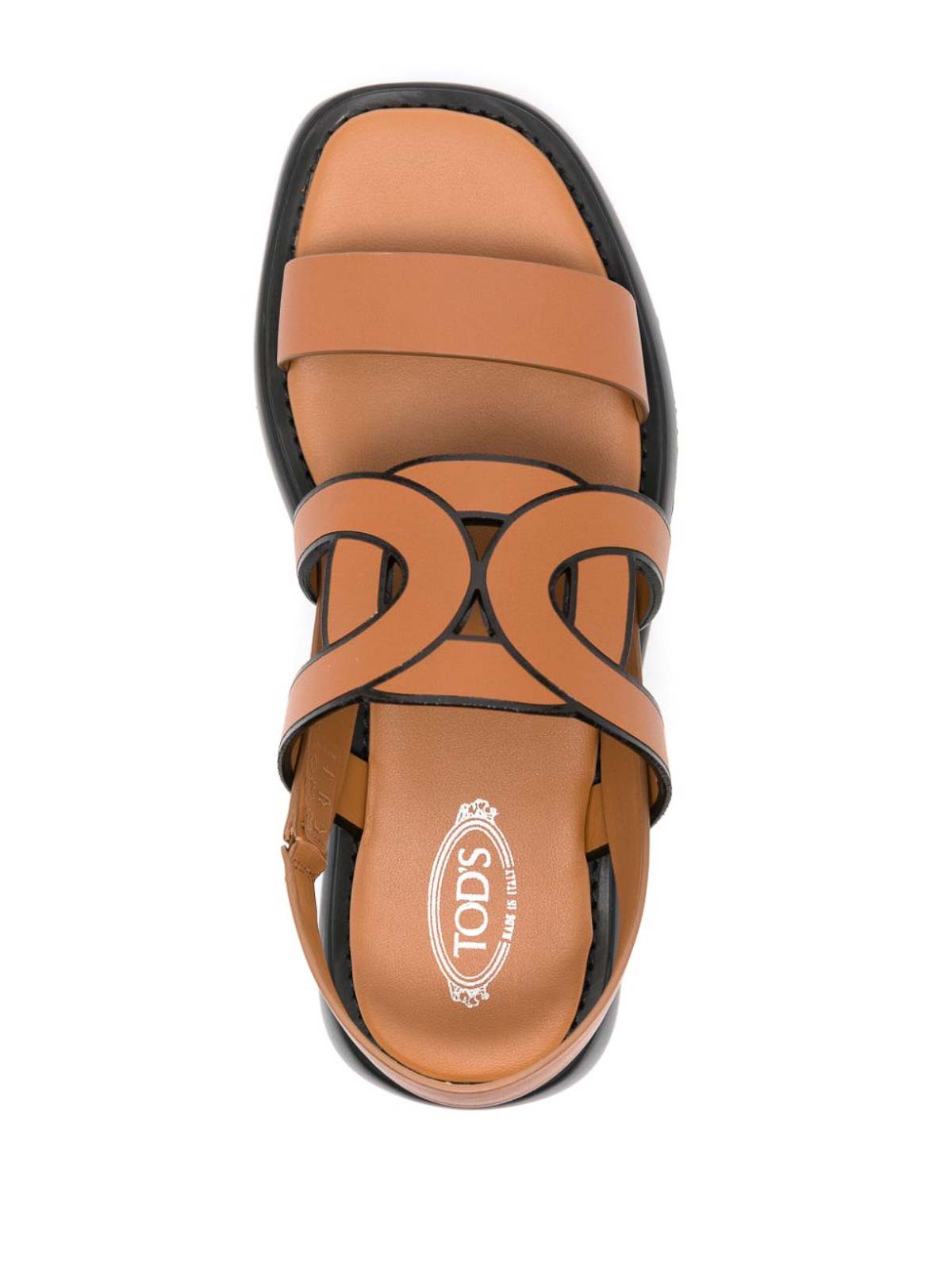 Shop Tod's Leather Platform Sandals In Marrón
