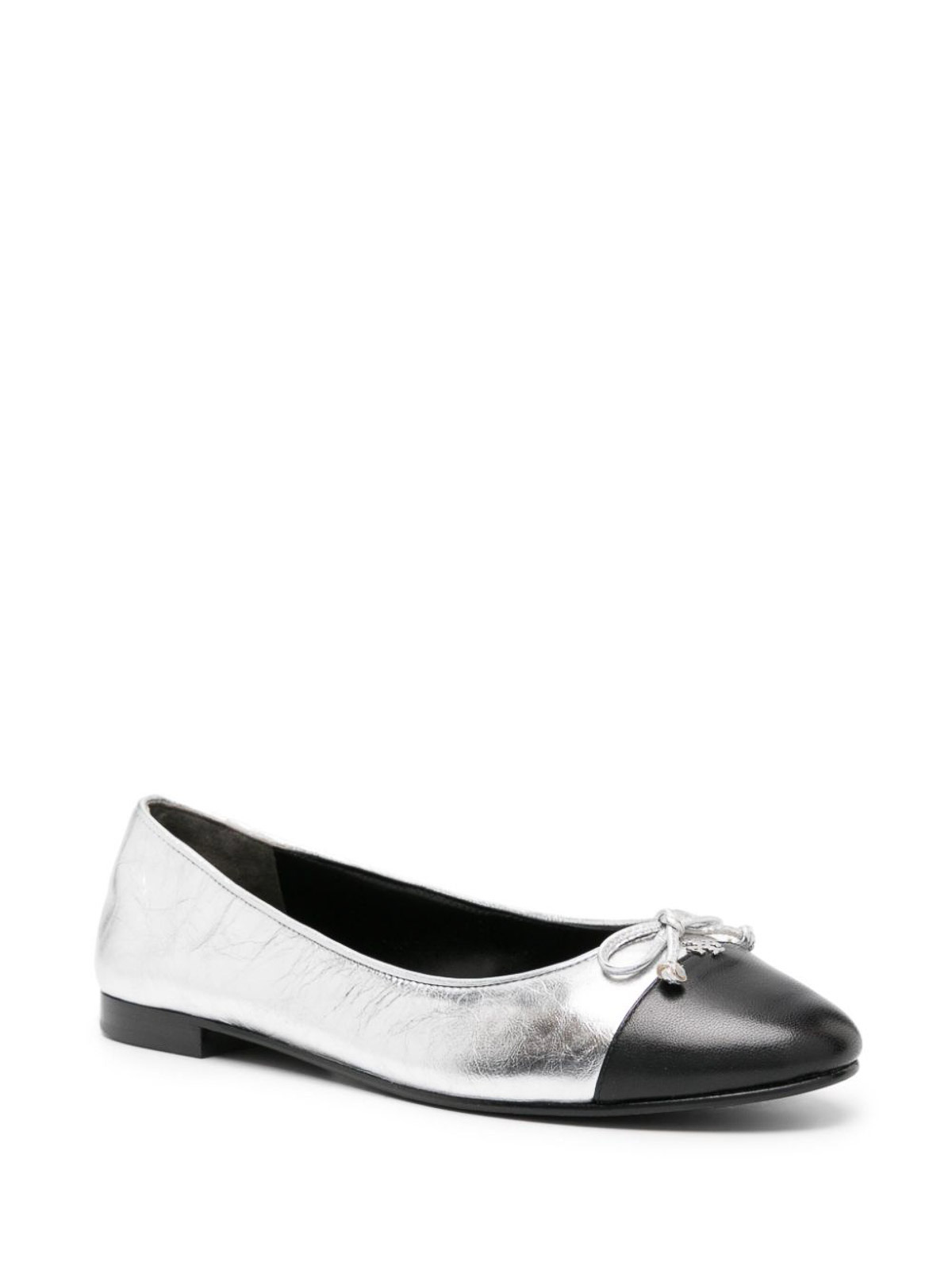 Tory Burch Cap-Toe Leather Ballet Flats - Silver | 154309027