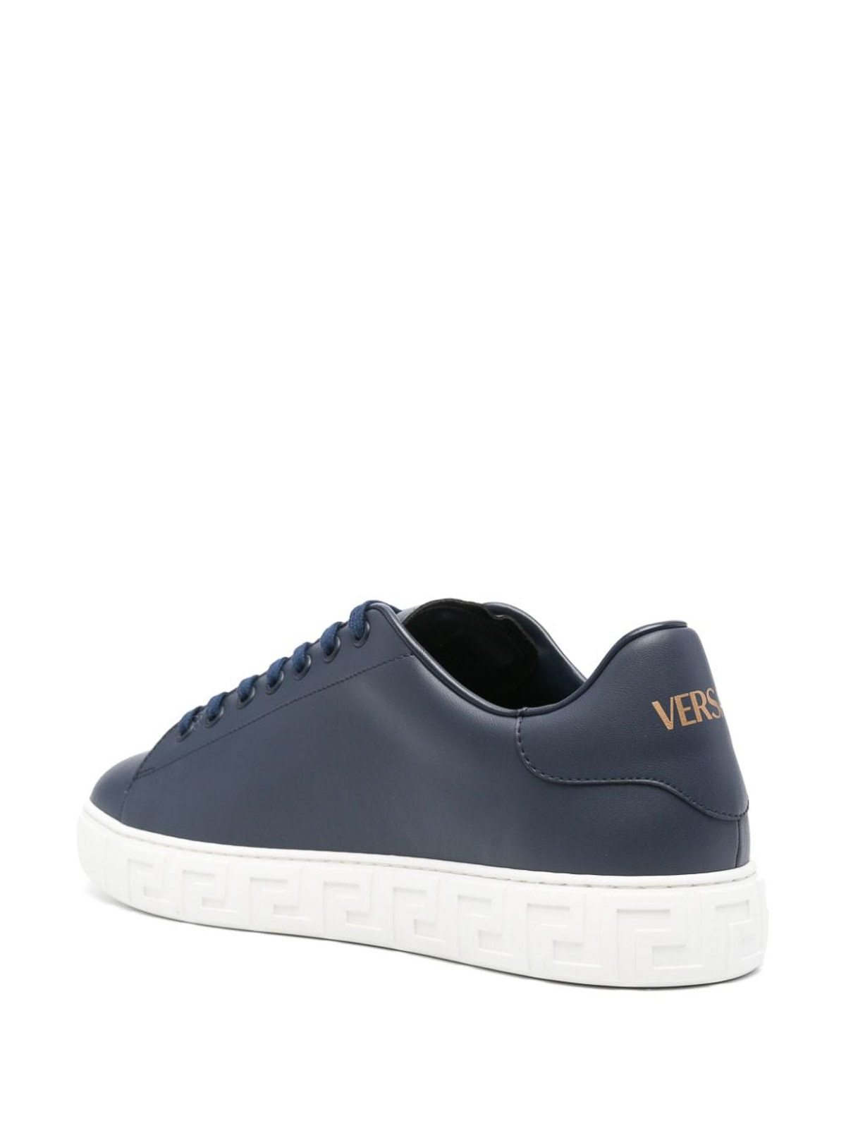 Shop Versace Greca Leather Sneakers In Azul