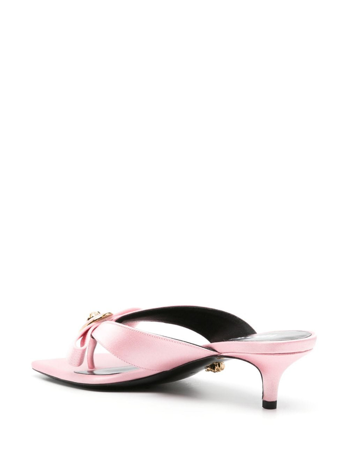 Shop Versace La Medusa Satin Sandals In Color Carne Y Neutral