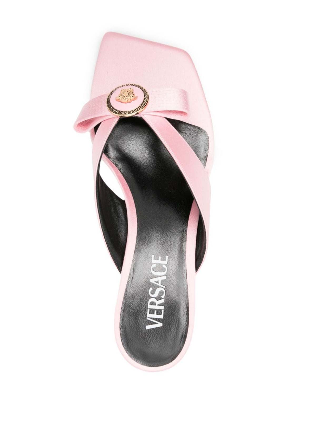 Shop Versace La Medusa Satin Sandals In Color Carne Y Neutral