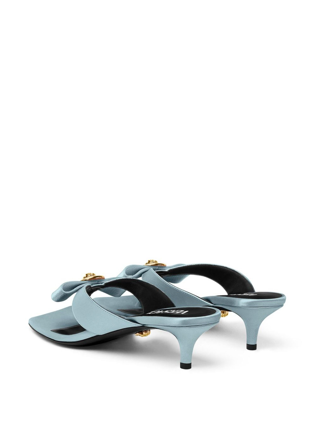 Shop Versace La Medusa Satin Sandals In Azul