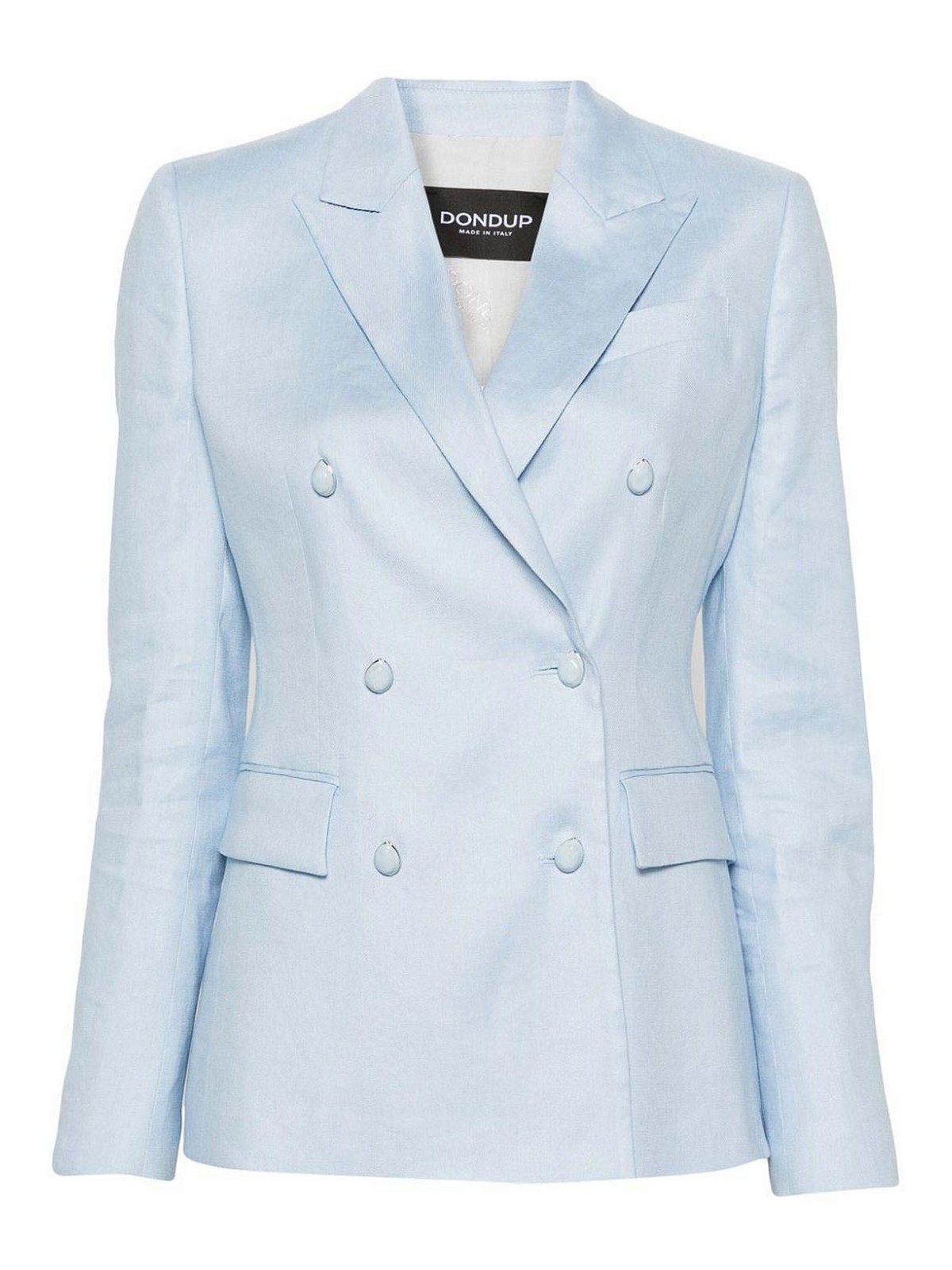 Shop Dondup Double-breasted Blazer In Light Blue