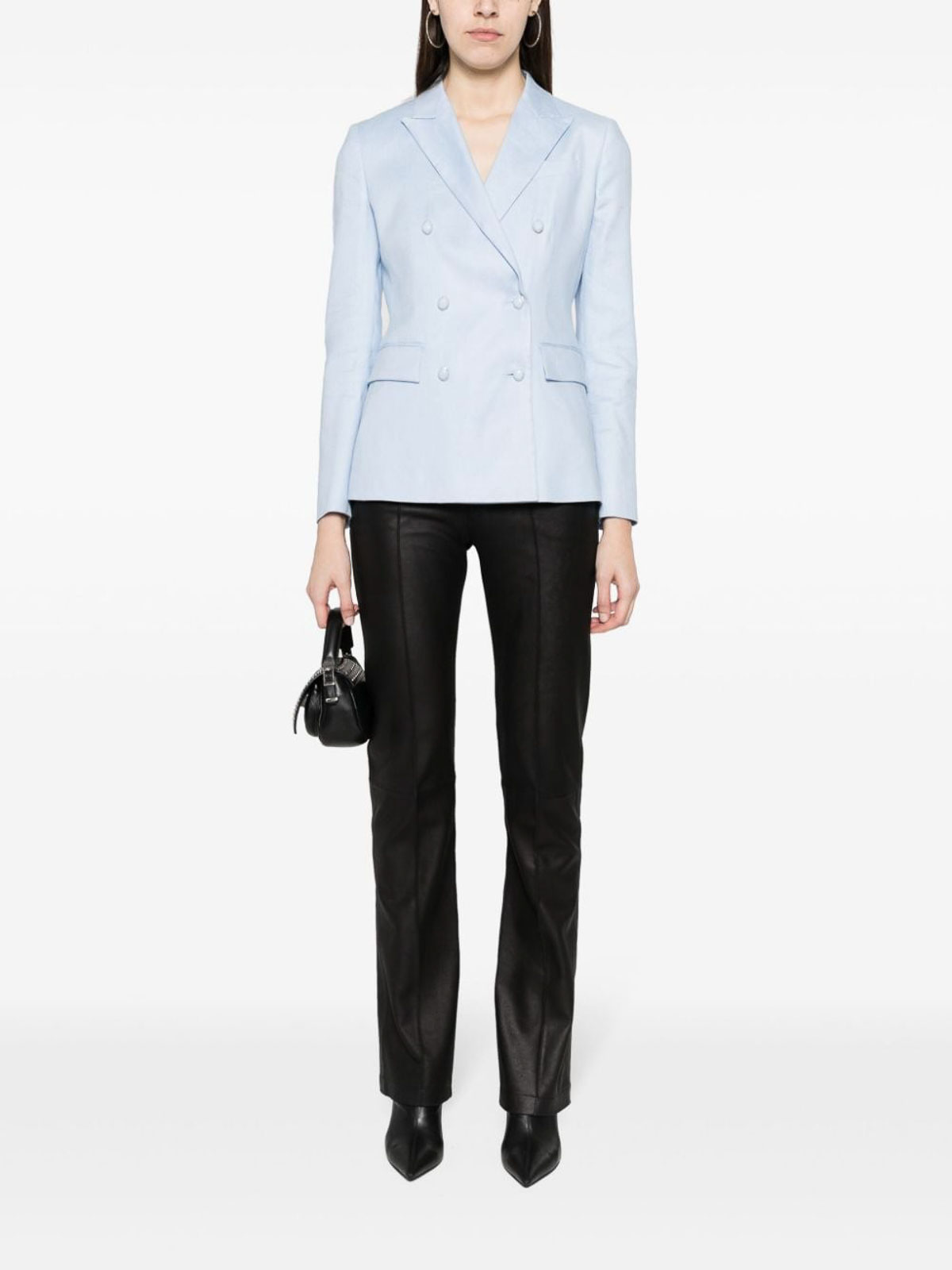 Shop Dondup Double-breasted Blazer In Light Blue
