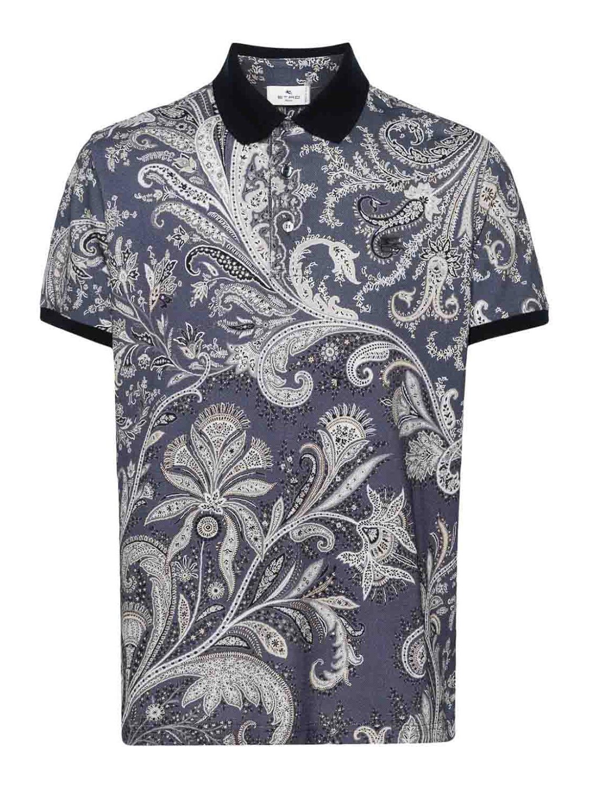 Shop Etro Paisley Print Polo Shirt In Grey