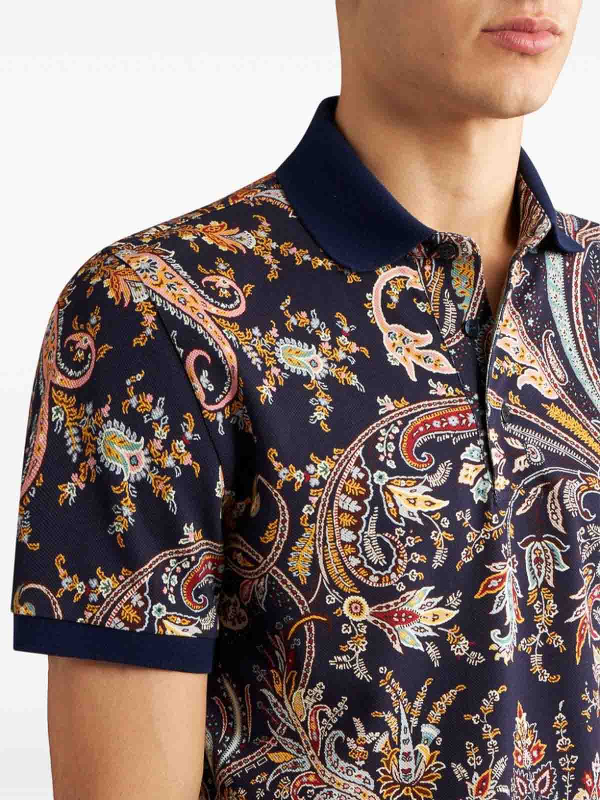 Shop Etro Paisley Print Polo Shirt In Multicolour