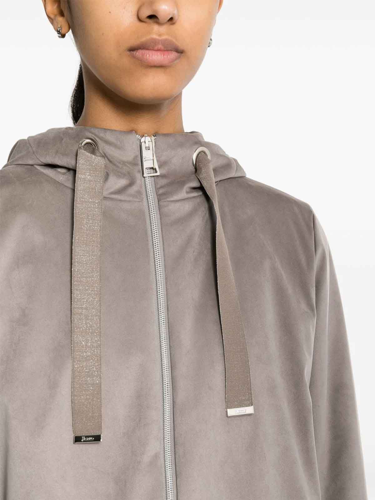 Shop Herno Suede Effect Bomber Jacket In Grey