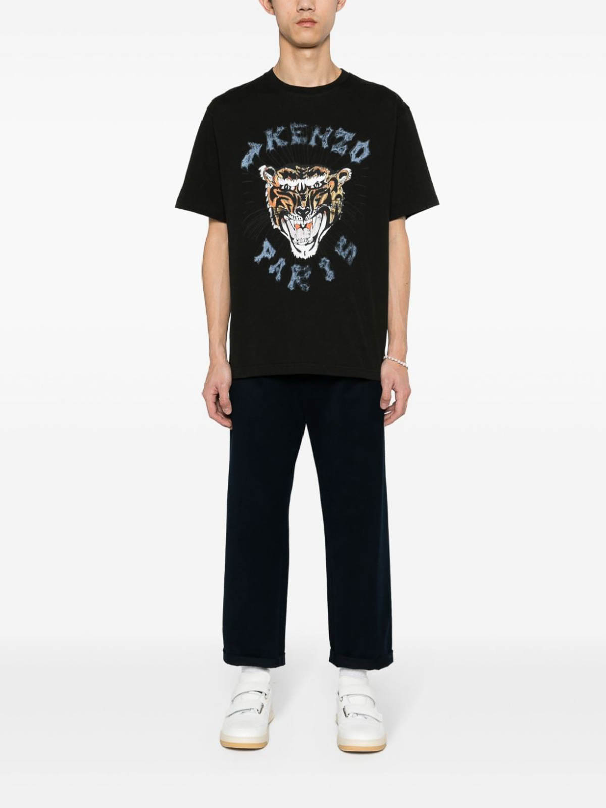 Shop Kenzo Tiger Head Motif T-shirt In Black