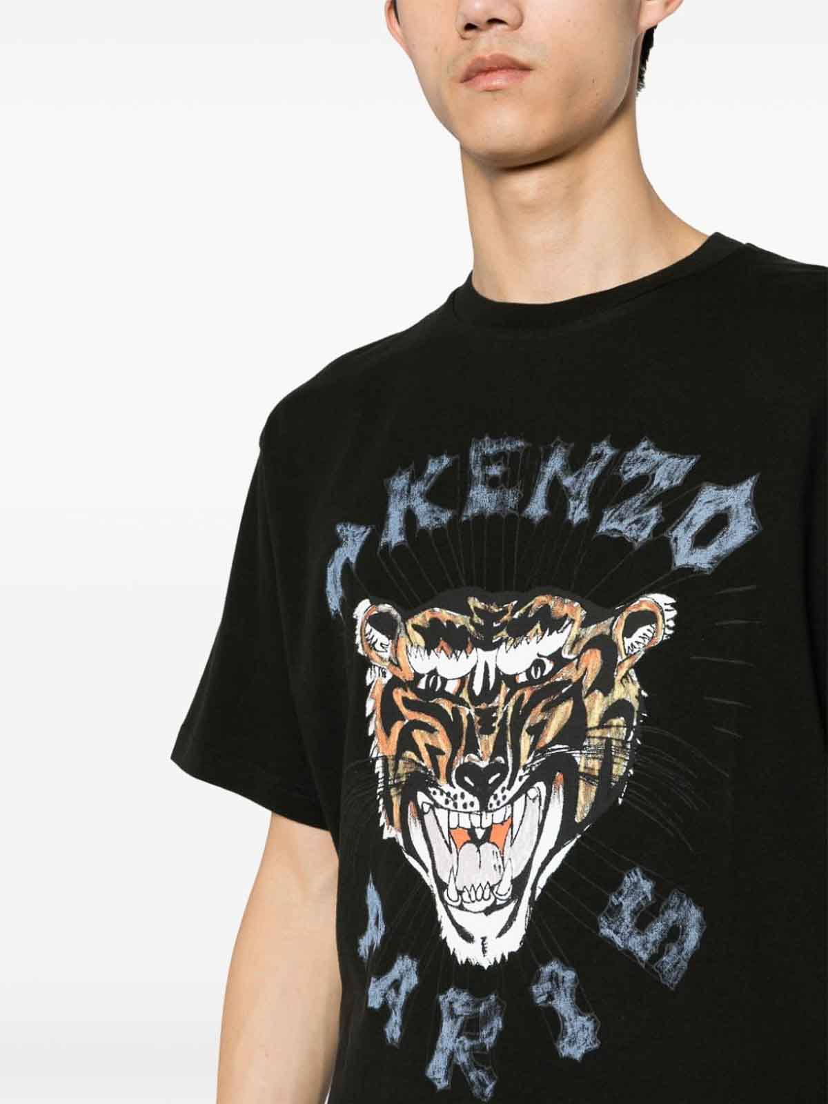 Shop Kenzo Tiger Head Motif T-shirt In Black
