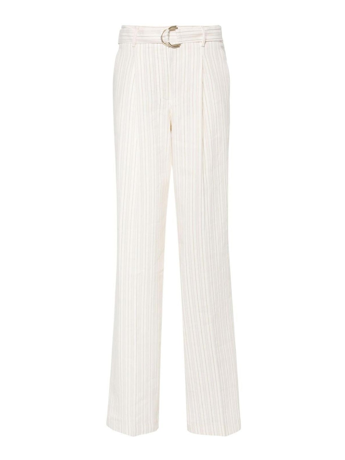 Shop Liu •jo Striped Pattern Trousers In Beige