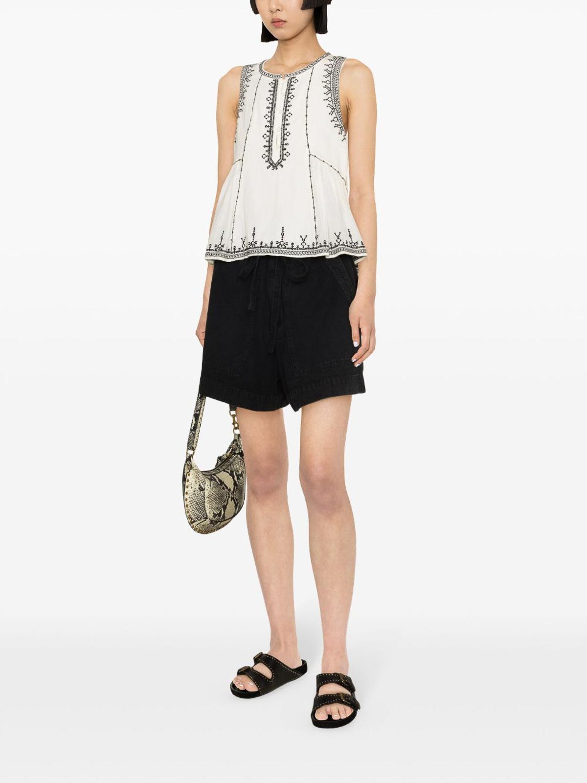 Shop Isabel Marant Étoile Embroidered Design Blouse In White