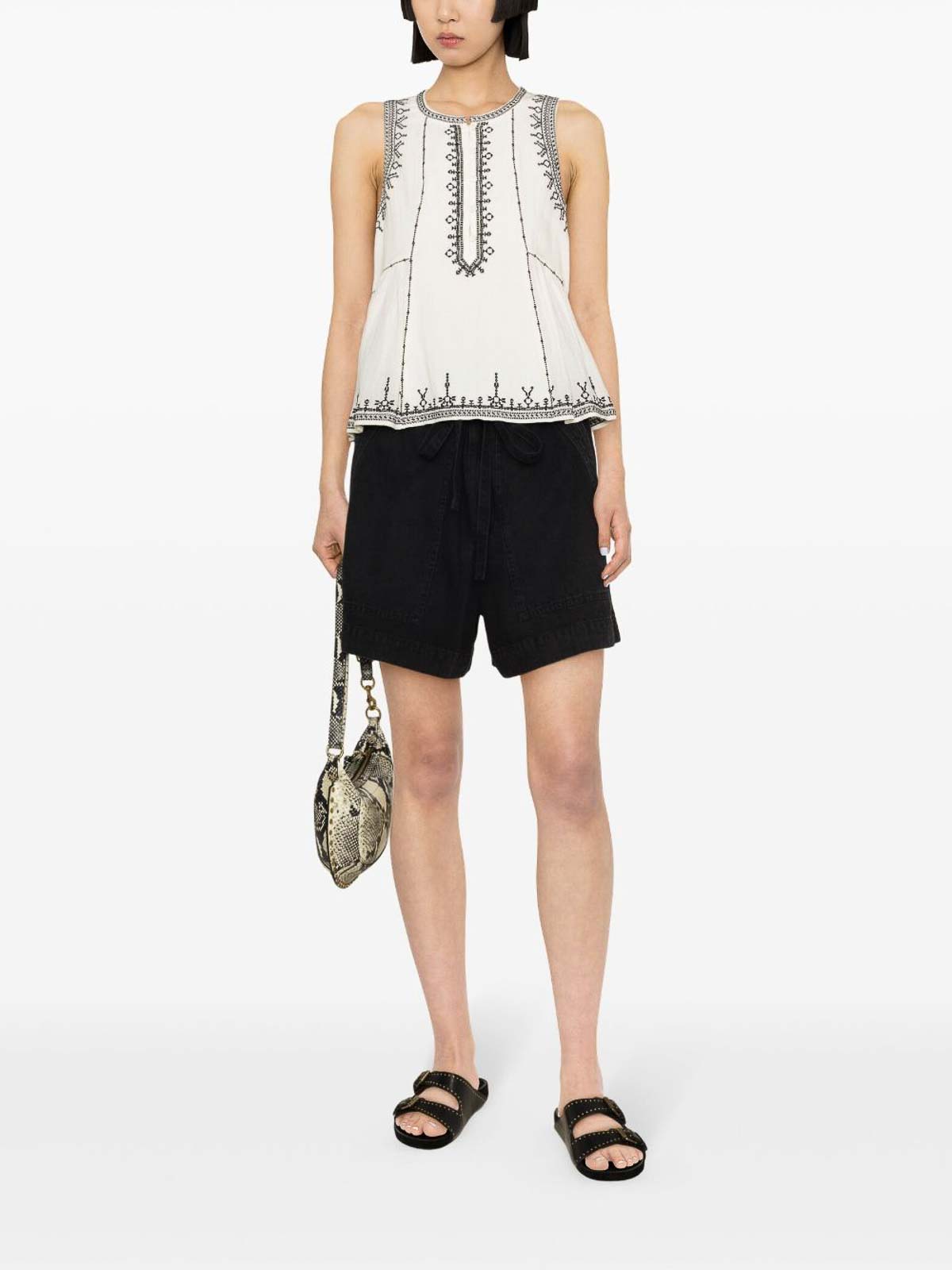 Shop Isabel Marant Étoile Embroidered Design Blouse In White