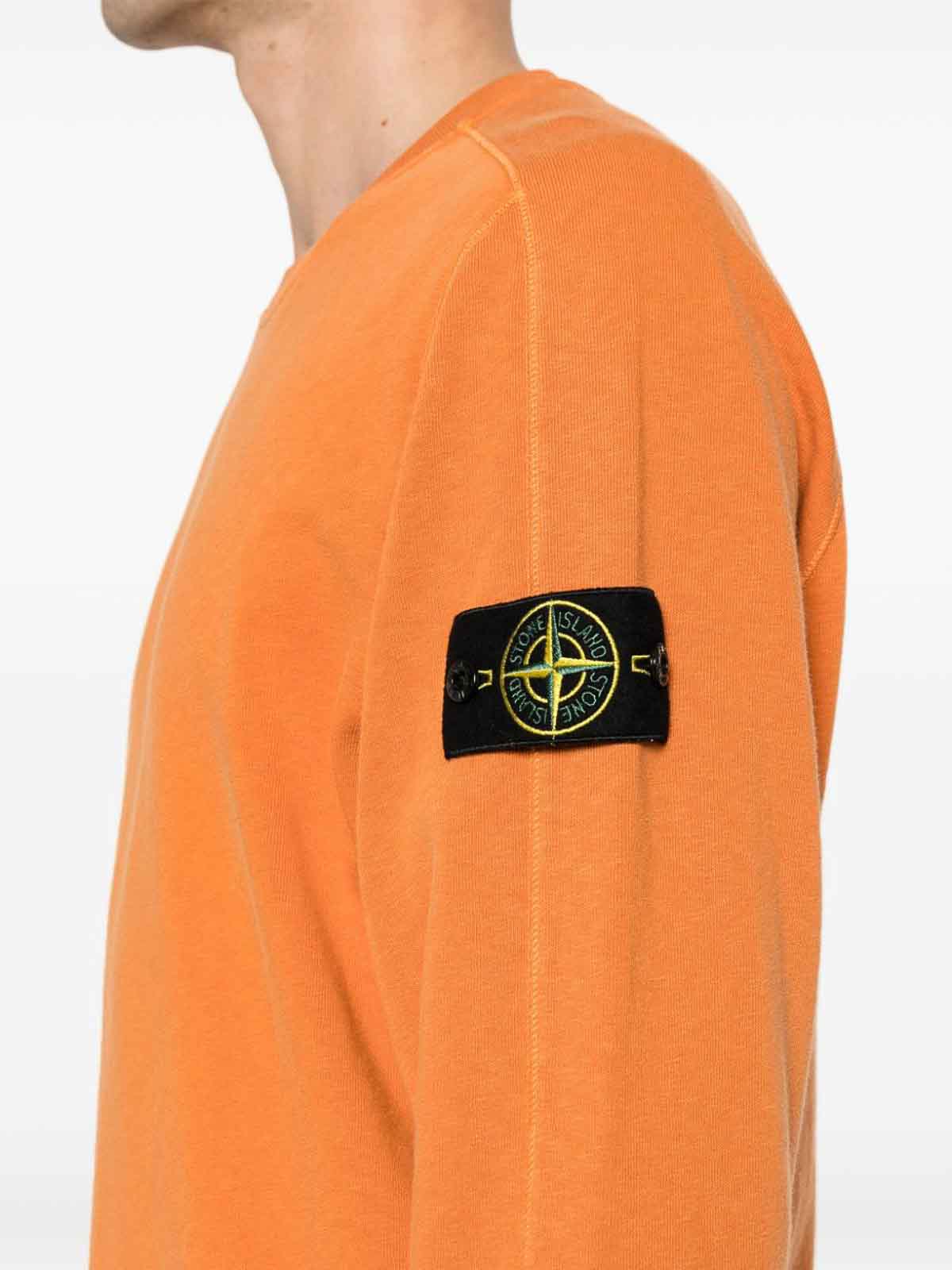 Shop Stone Island Sweatshirt With Patch In Orange